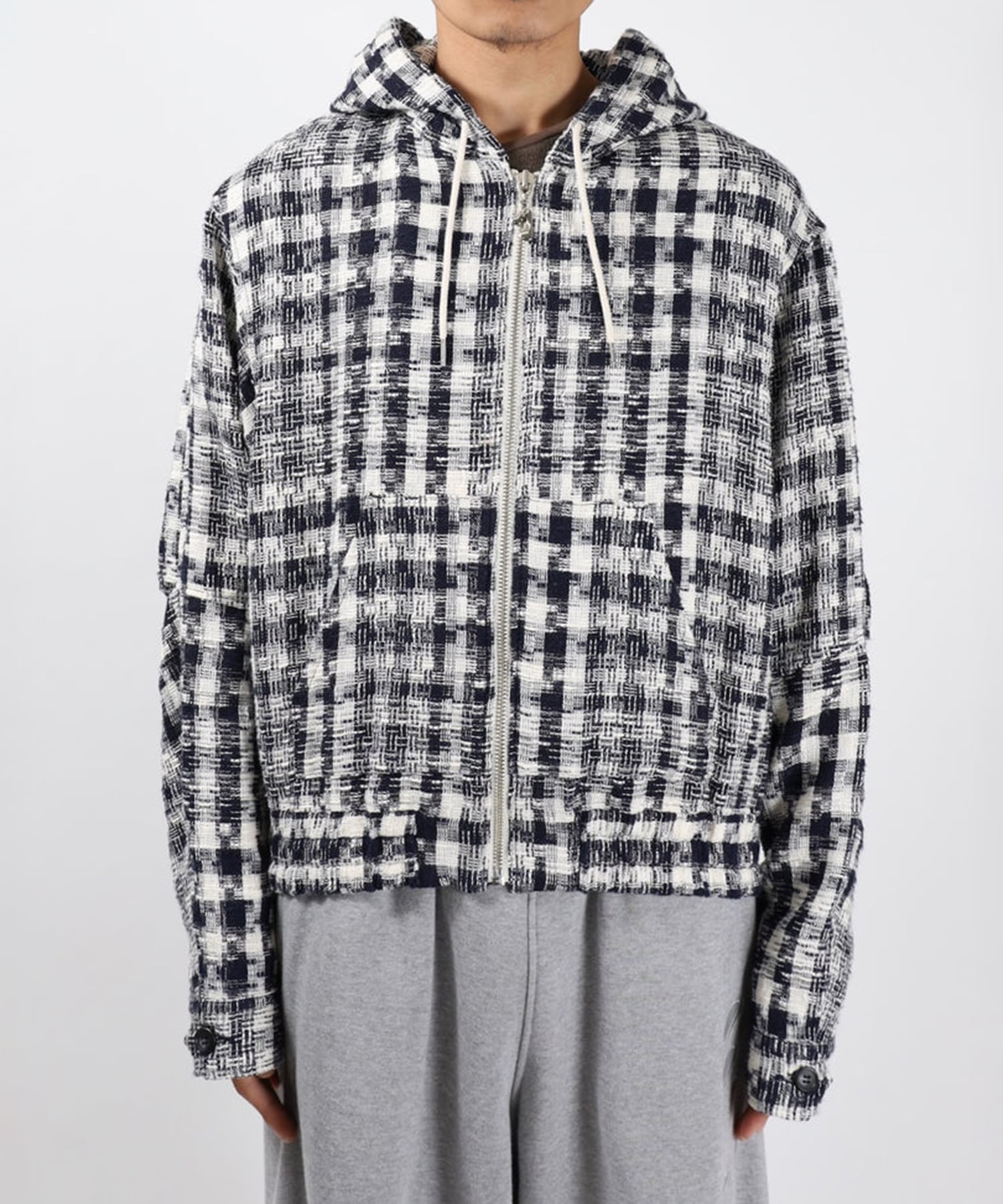 GINGHAM ZIP PARKA JieDa