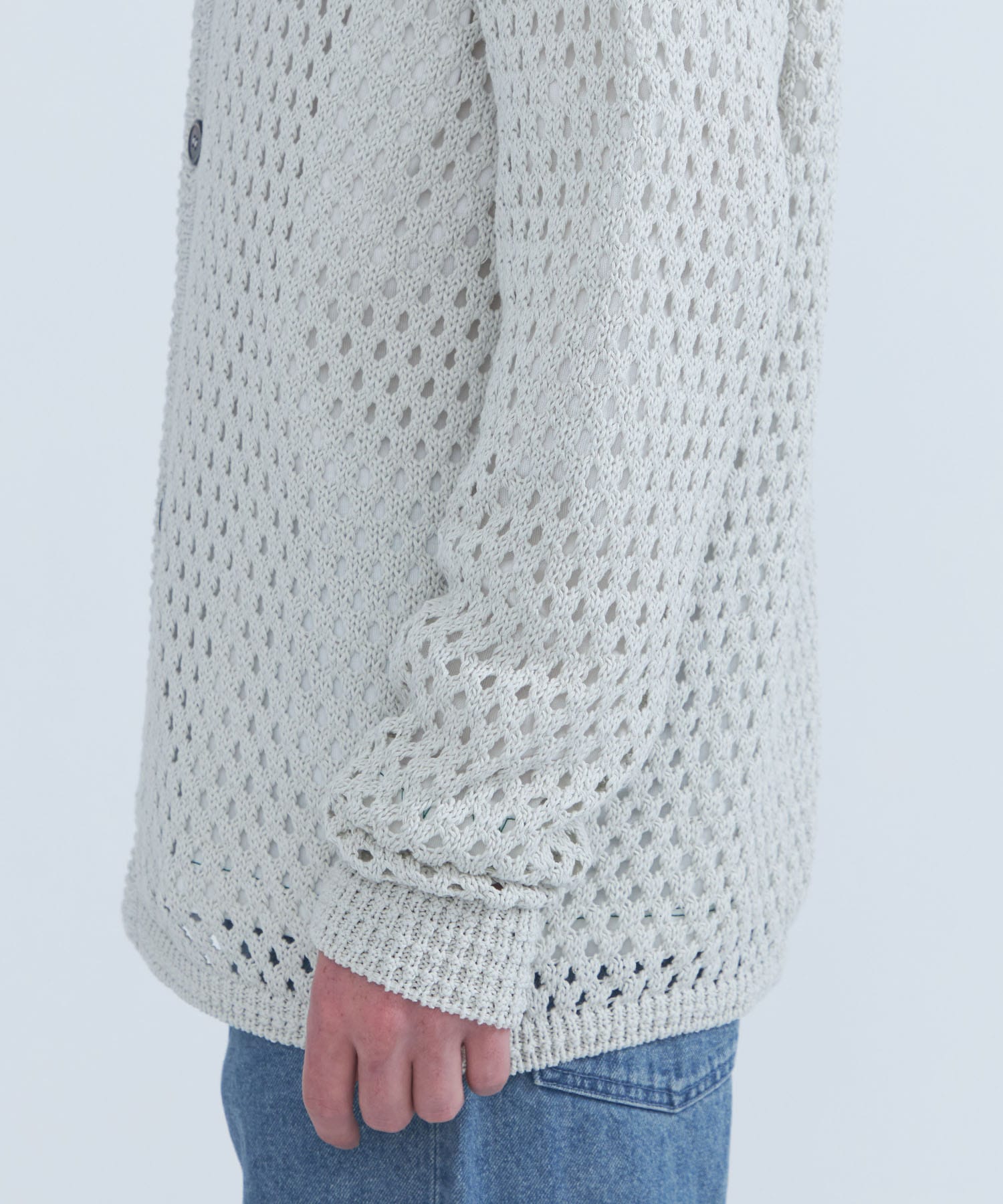 CROCHET MESH KNIT CARDIGAN LiNoH