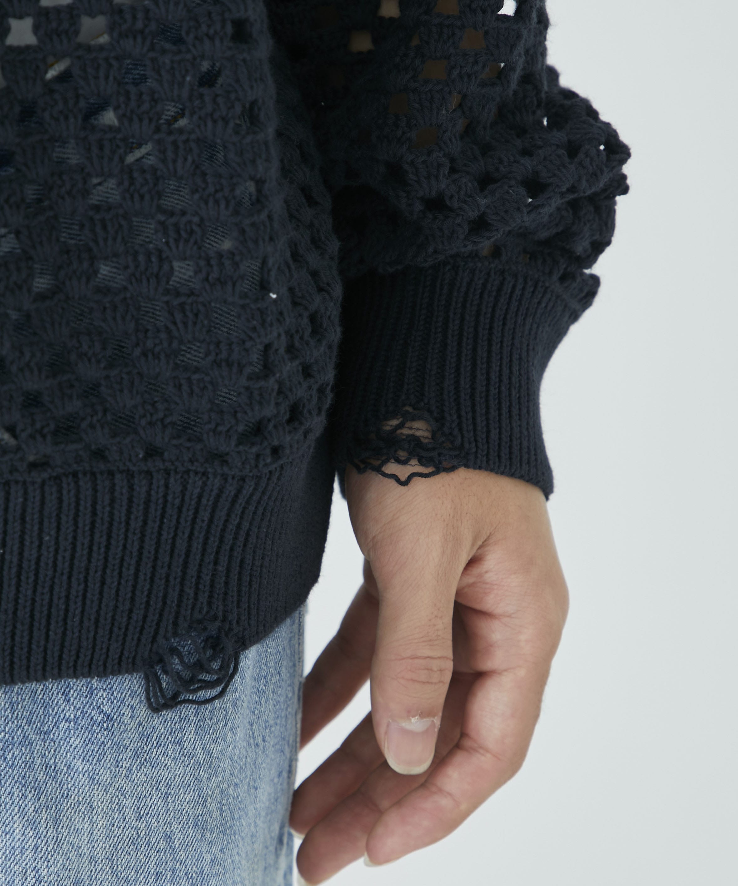 Crochet crewneck sweater｜UNUSED