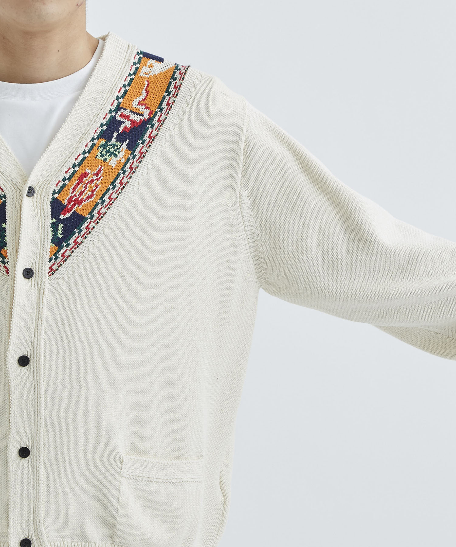 TOGA VIRILIS JQ MOTIF KNIT CARDIGAN