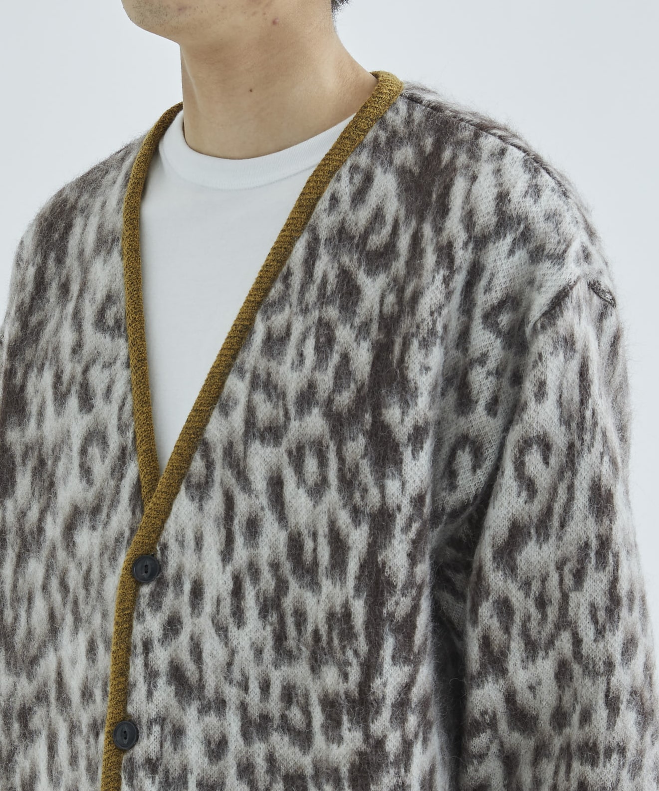 WACKO MARIA LEOPARD MOHAIR CARDIG グレー smcint.com