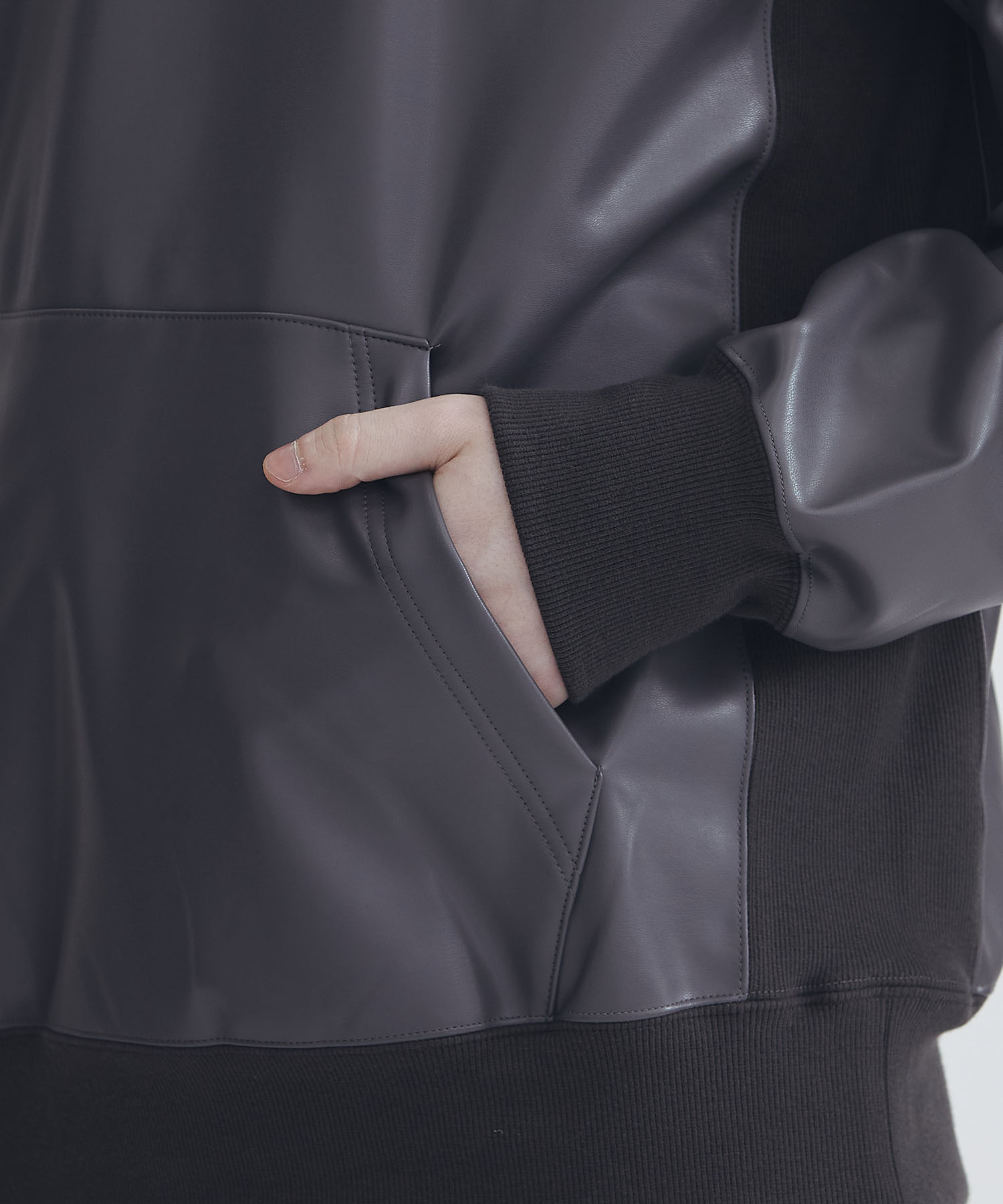 STRETCH VEGAN LEATHER HOODIE JOHN LAWRENCE SULLIVAN