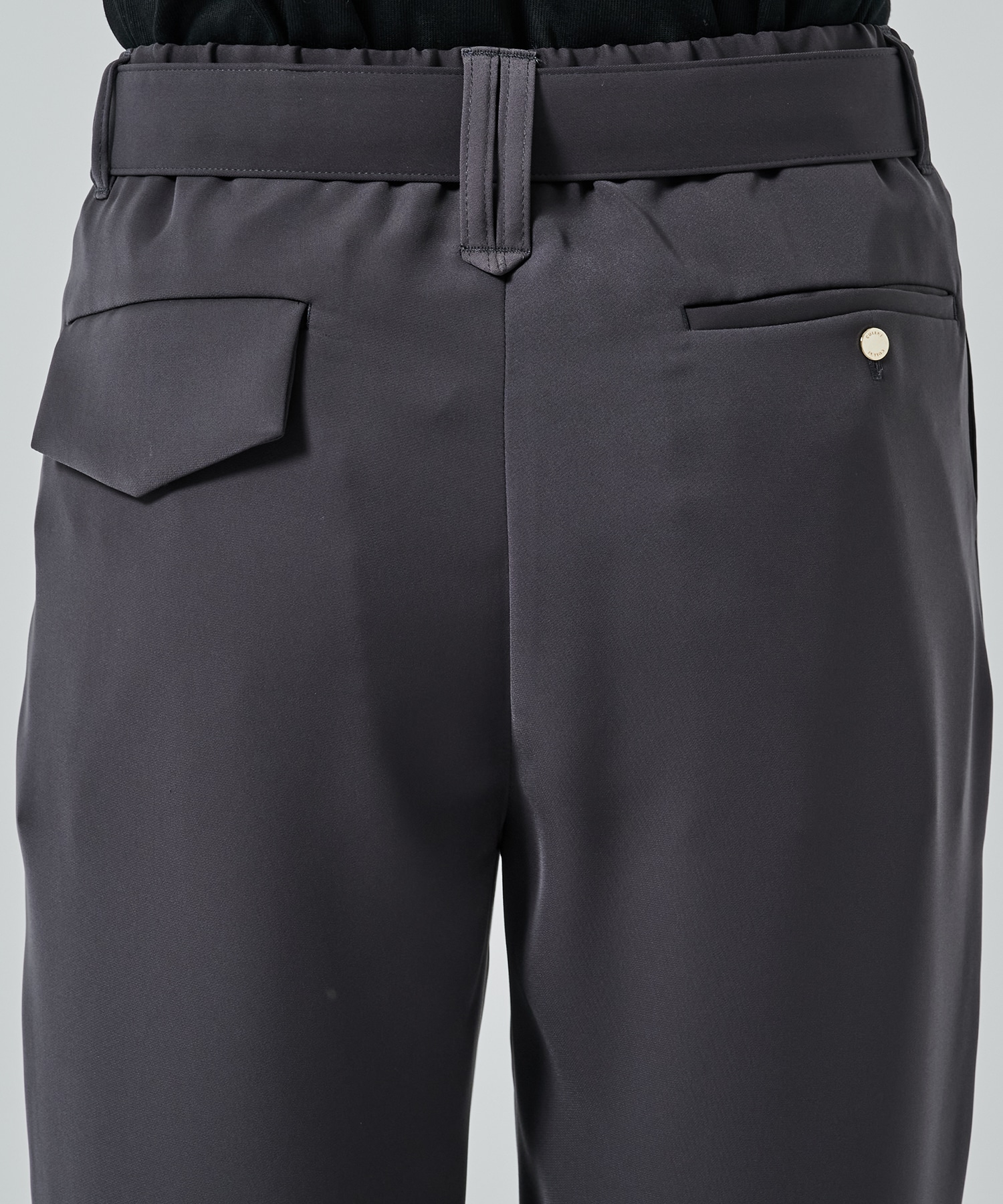 Dry Double Satin 1Tuck Pant with Long Belt CULLNI