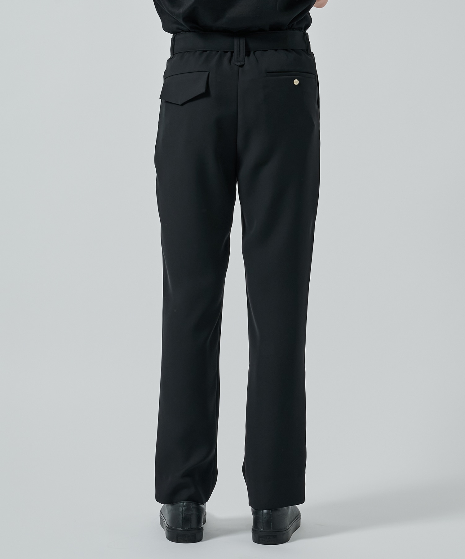 Dry Double Satin 1Tuck Pant with Long Belt CULLNI