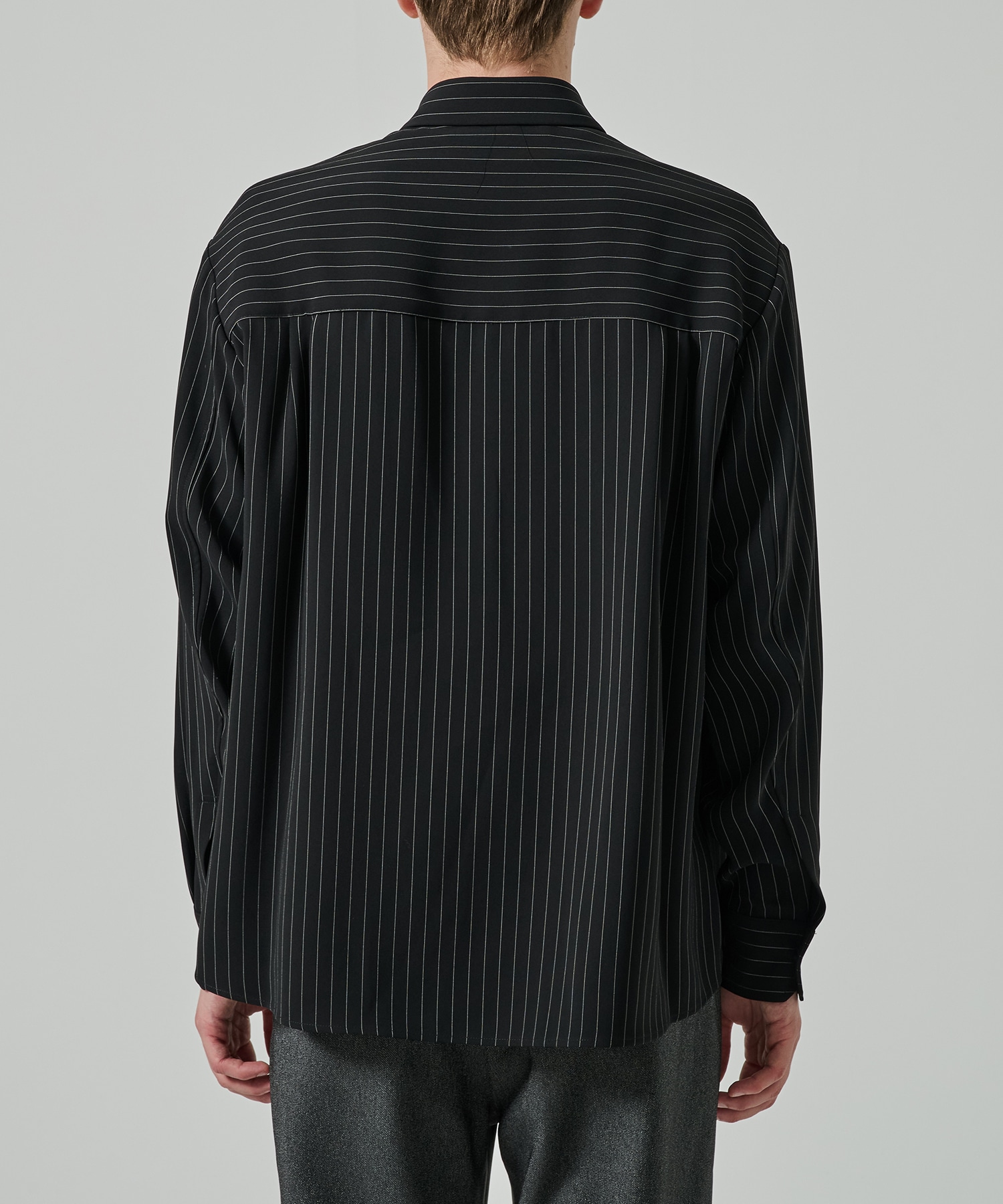 Stripe Double Cloth Zip Up L/S Shirt CULLNI