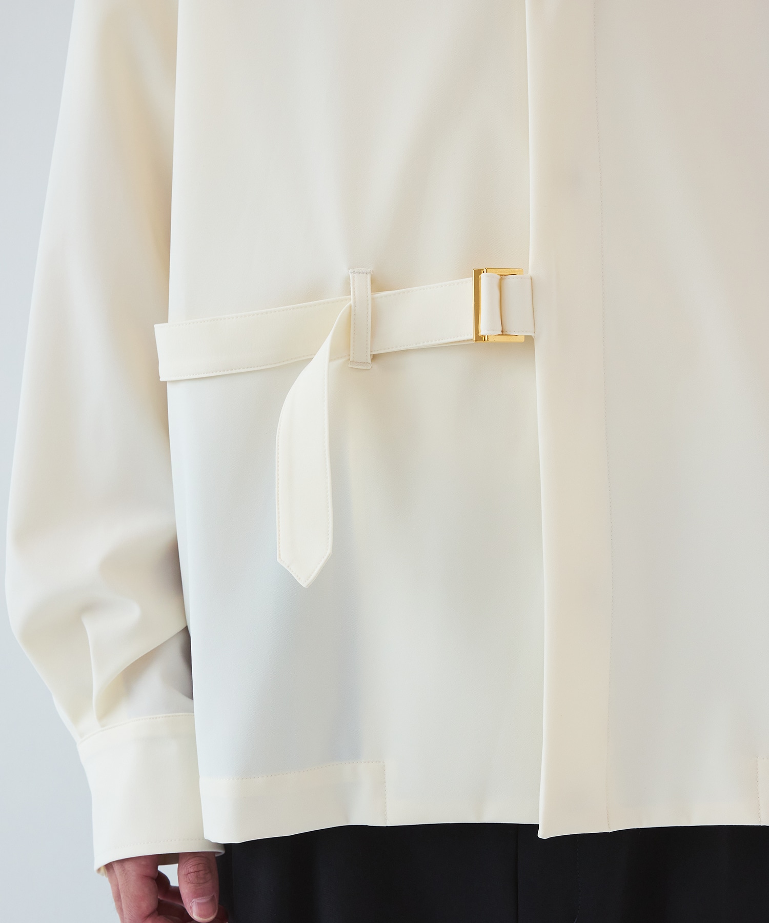 Stretch Twill Tie Locken Open Collar Shirt CULLNI
