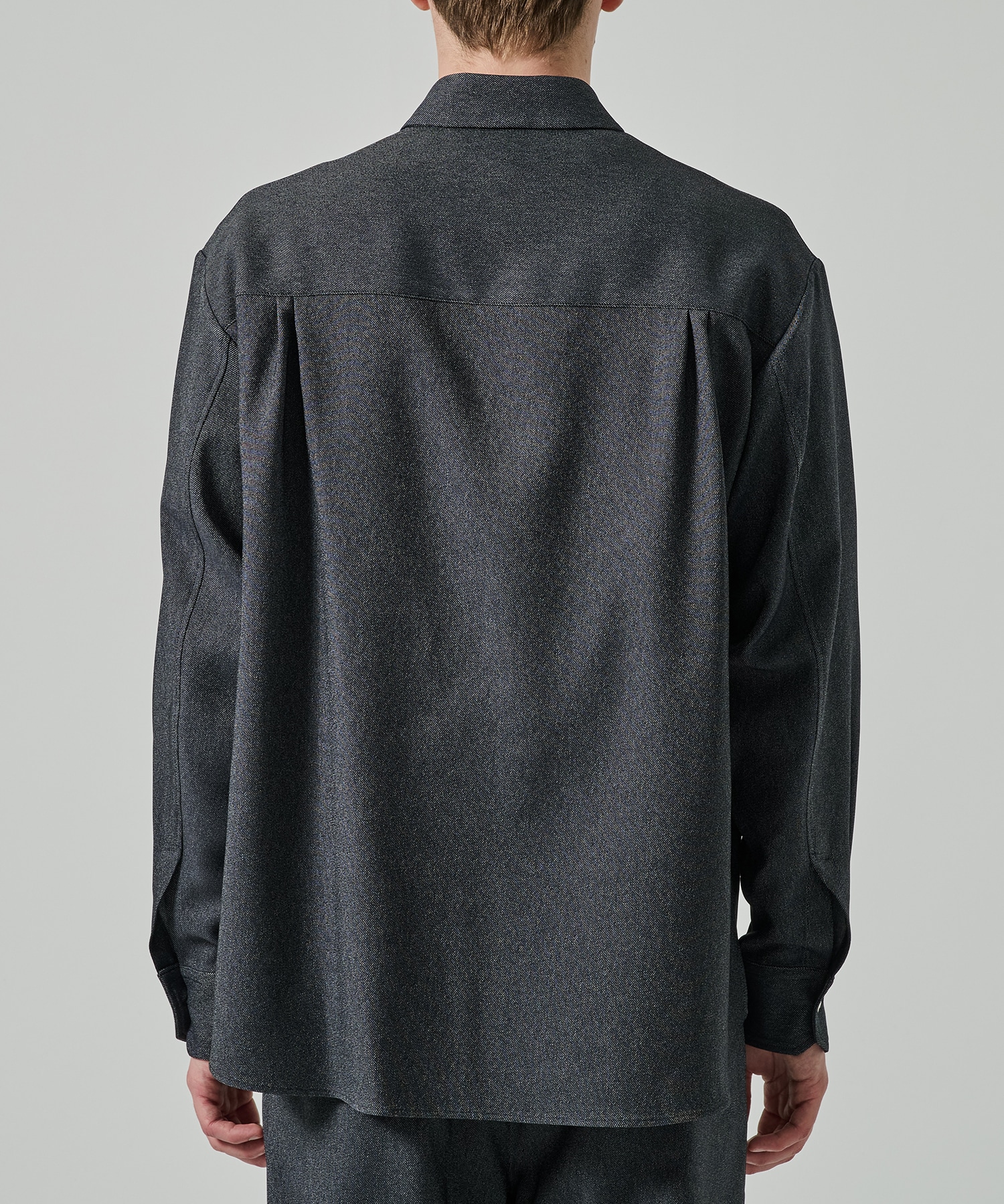 Faux Denim Front Fly Chin Tab Shirt CULLNI