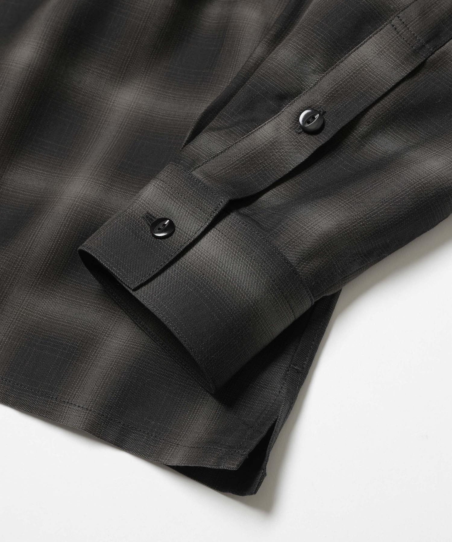 TENCEL CHECK /SQUARE REGULAR COLLAR SHIRT MR.OLIVE
