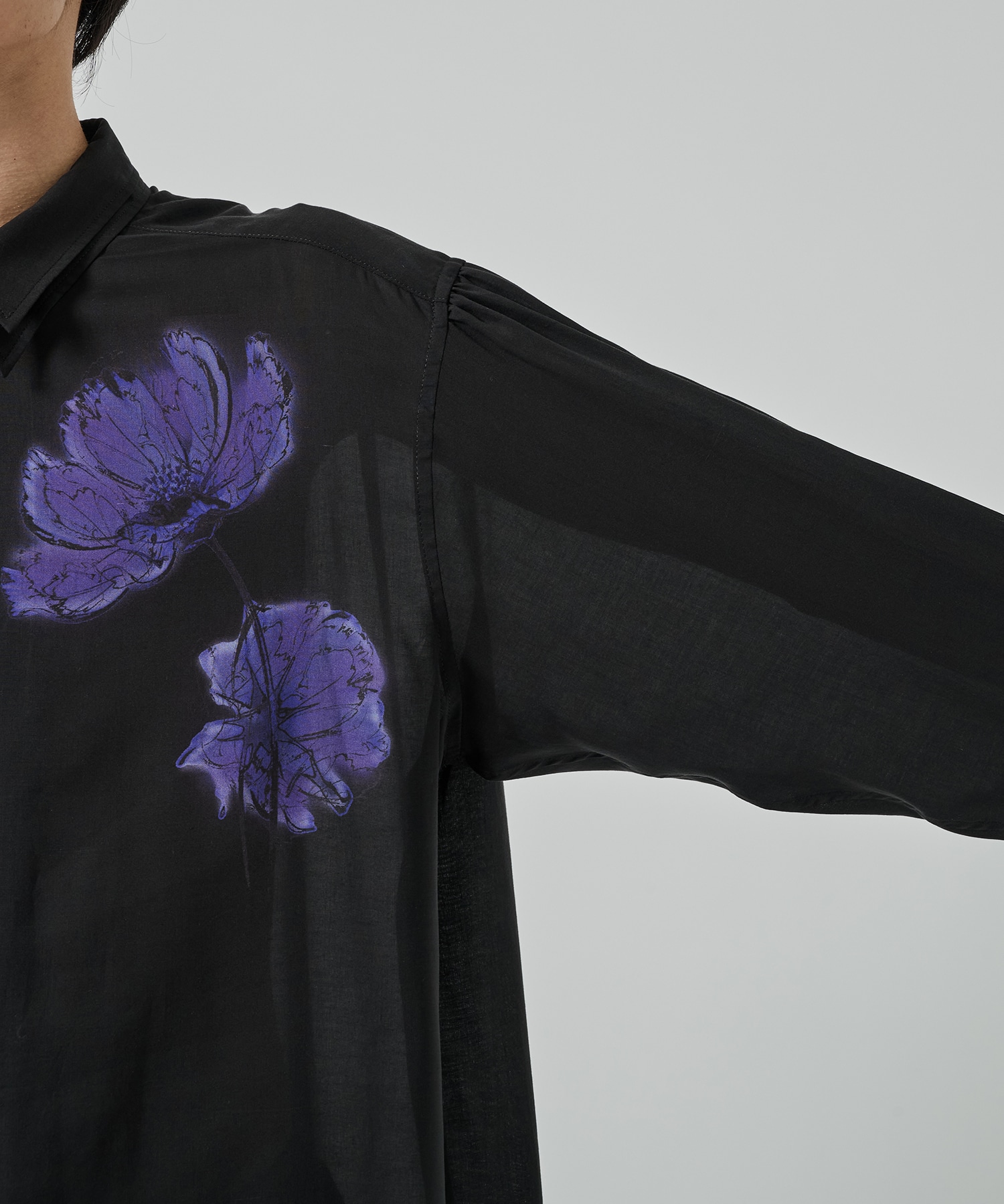 FLORAL PRINT DOUBLE COLLAR SLANTED POCKET SHIRT GroundY