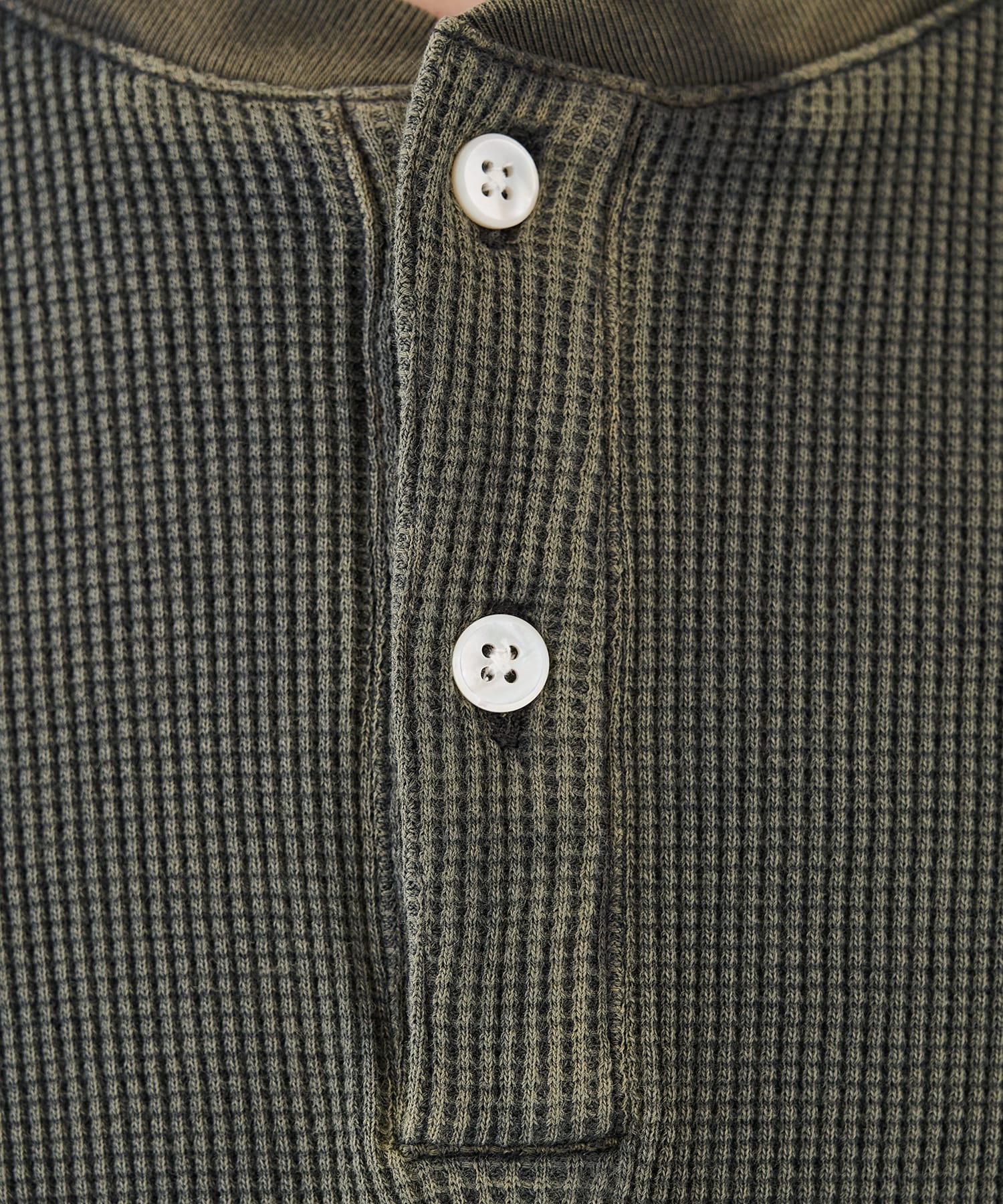 18G Garment Dye Waffle Henry Neck KANEMASA PHIL.