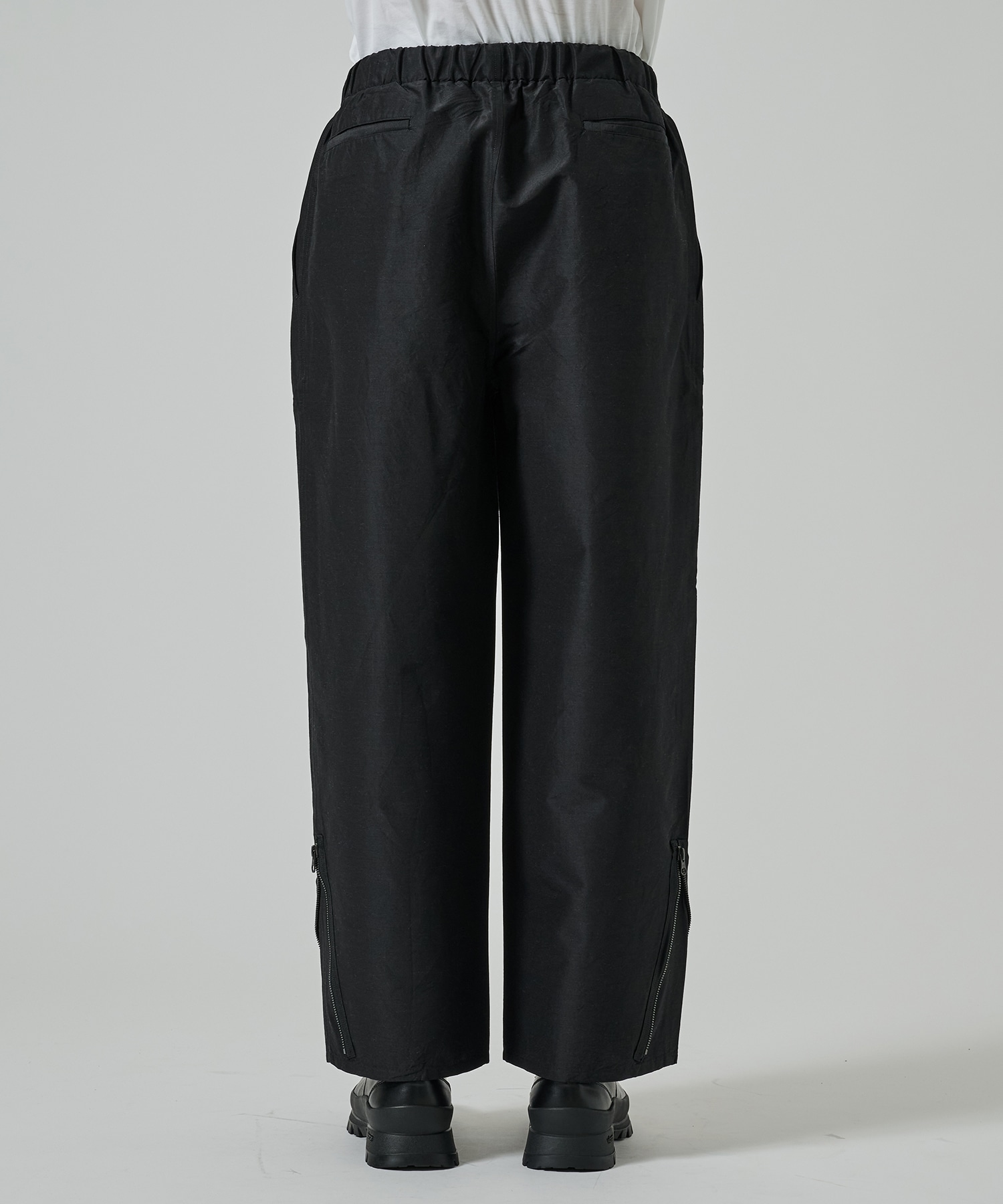 ウールシルク高密度タイプライター / アジャスタブルヘムイージーワイドパンツ, Chambray Black MARKAWARE/marka