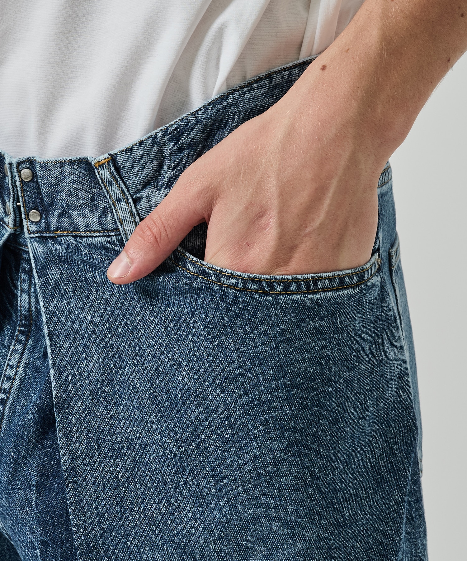 WASHED DENIM WIDE PANTS JOHN LAWRENCE SULLIVAN