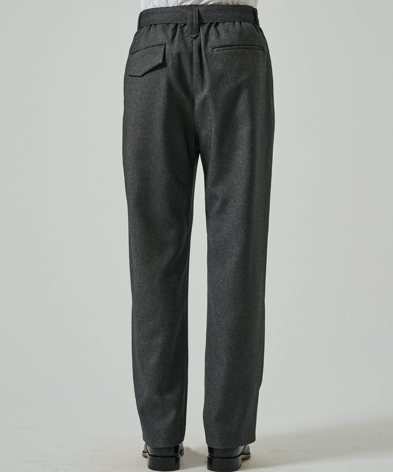 Faux Denim 1Tuck Semi Wide Pants with Long Belt CULLNI