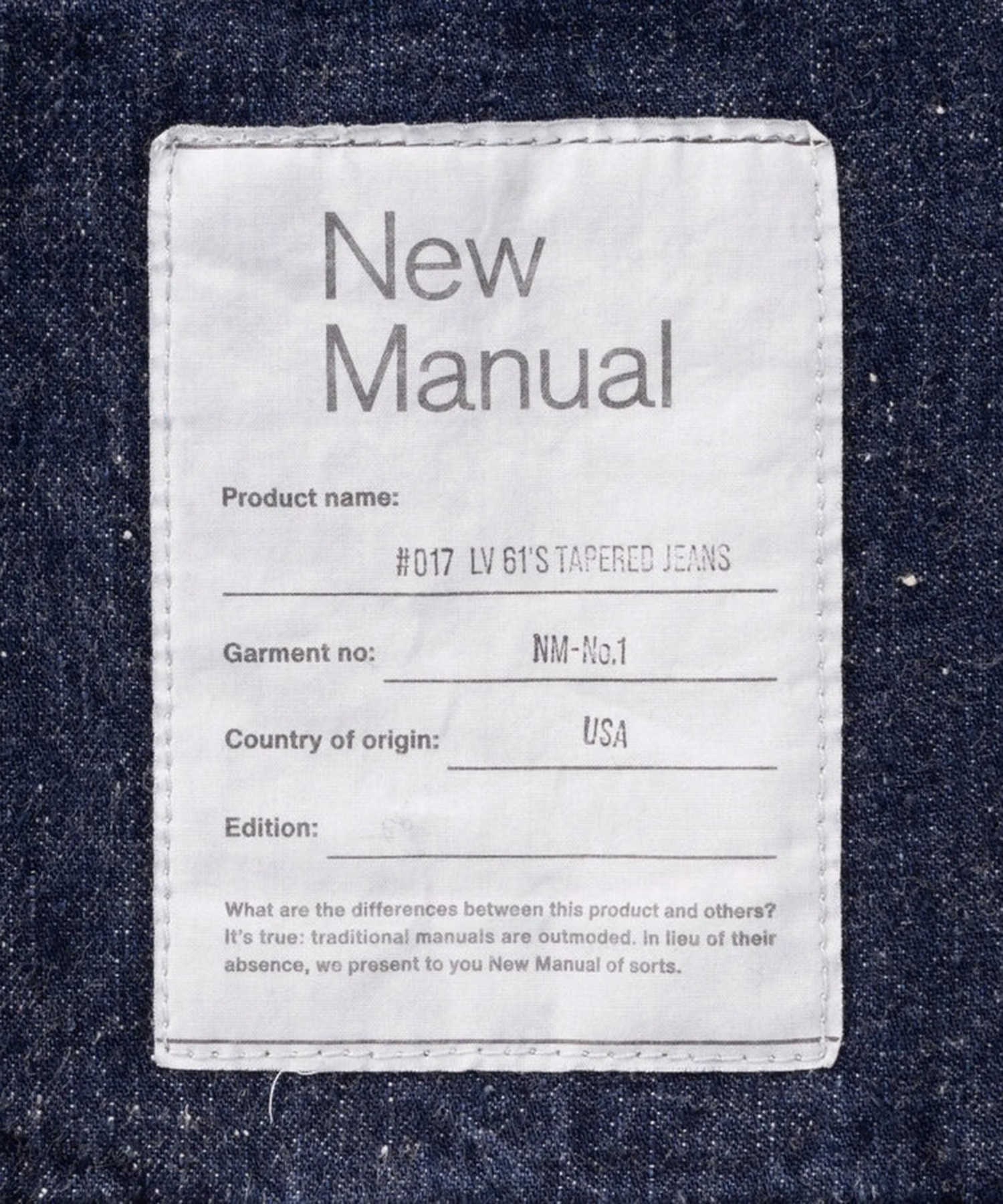 LV61ｓ TAPERD JEANS ONE-WASHED New Manual