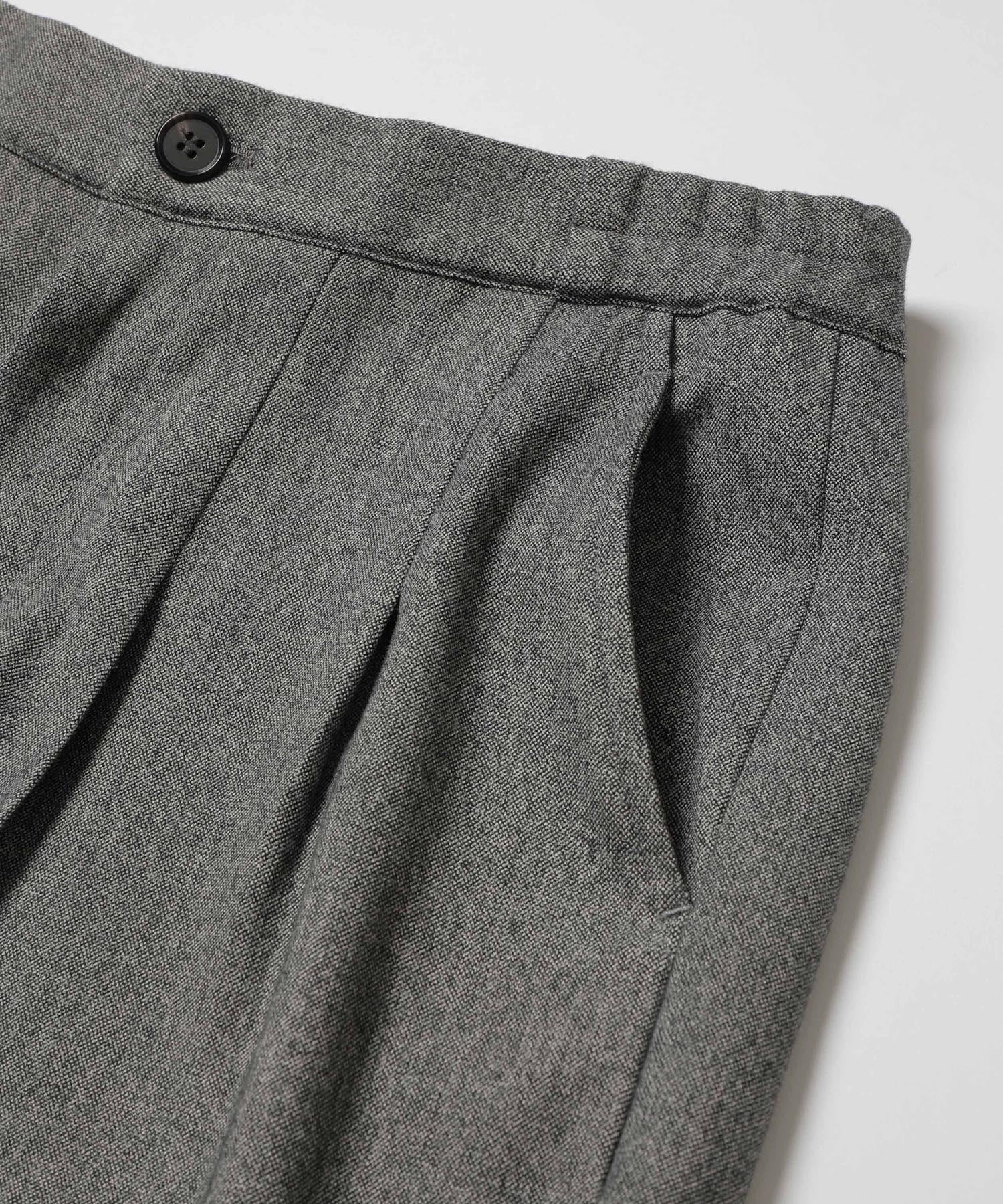 PEACHSKIN STRETCH GABARDINE /2TACK WIDE EASY PANTS MR.OLIVE