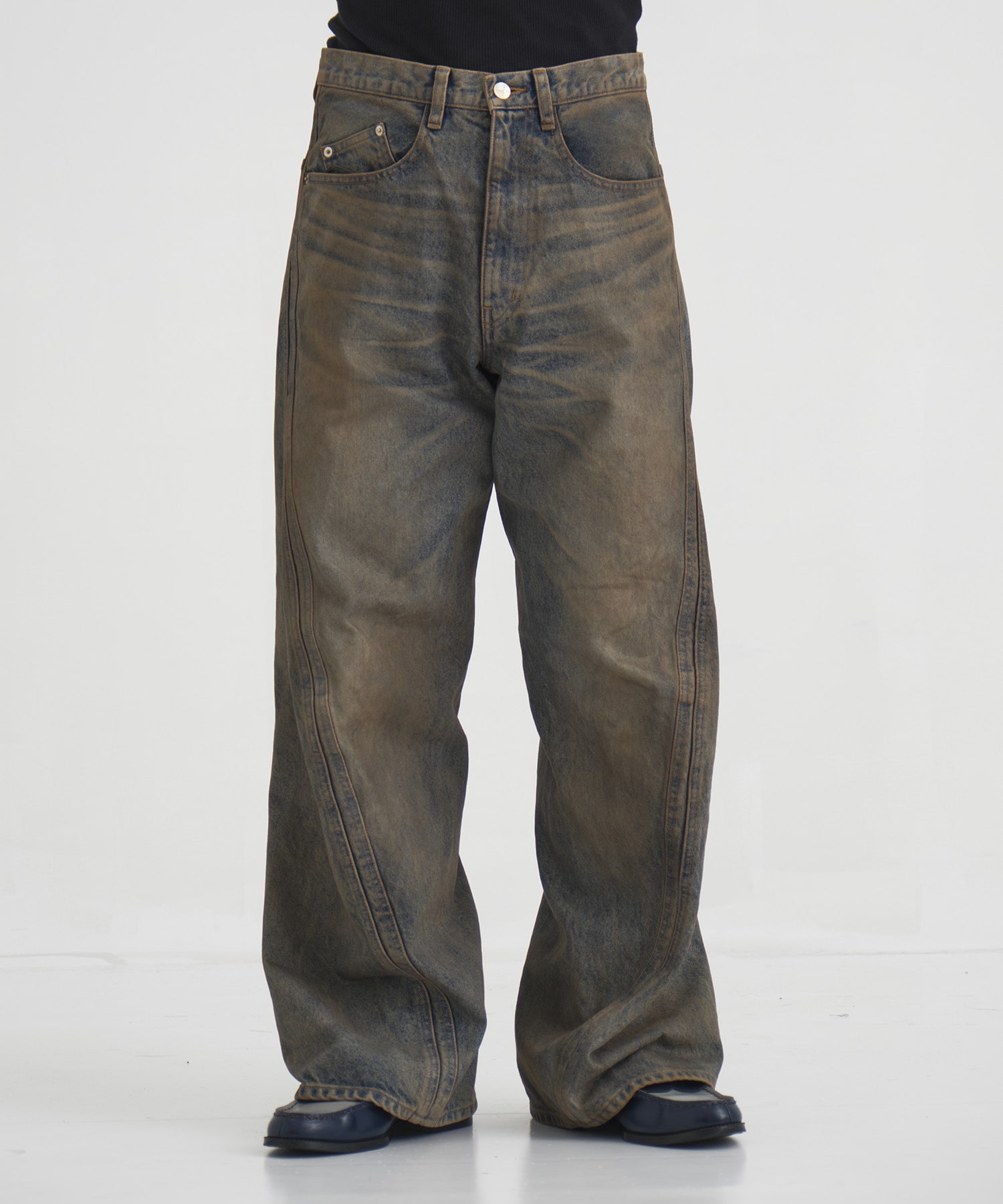 3D TWISTED WIDE LEG JEANS NVRFRGT