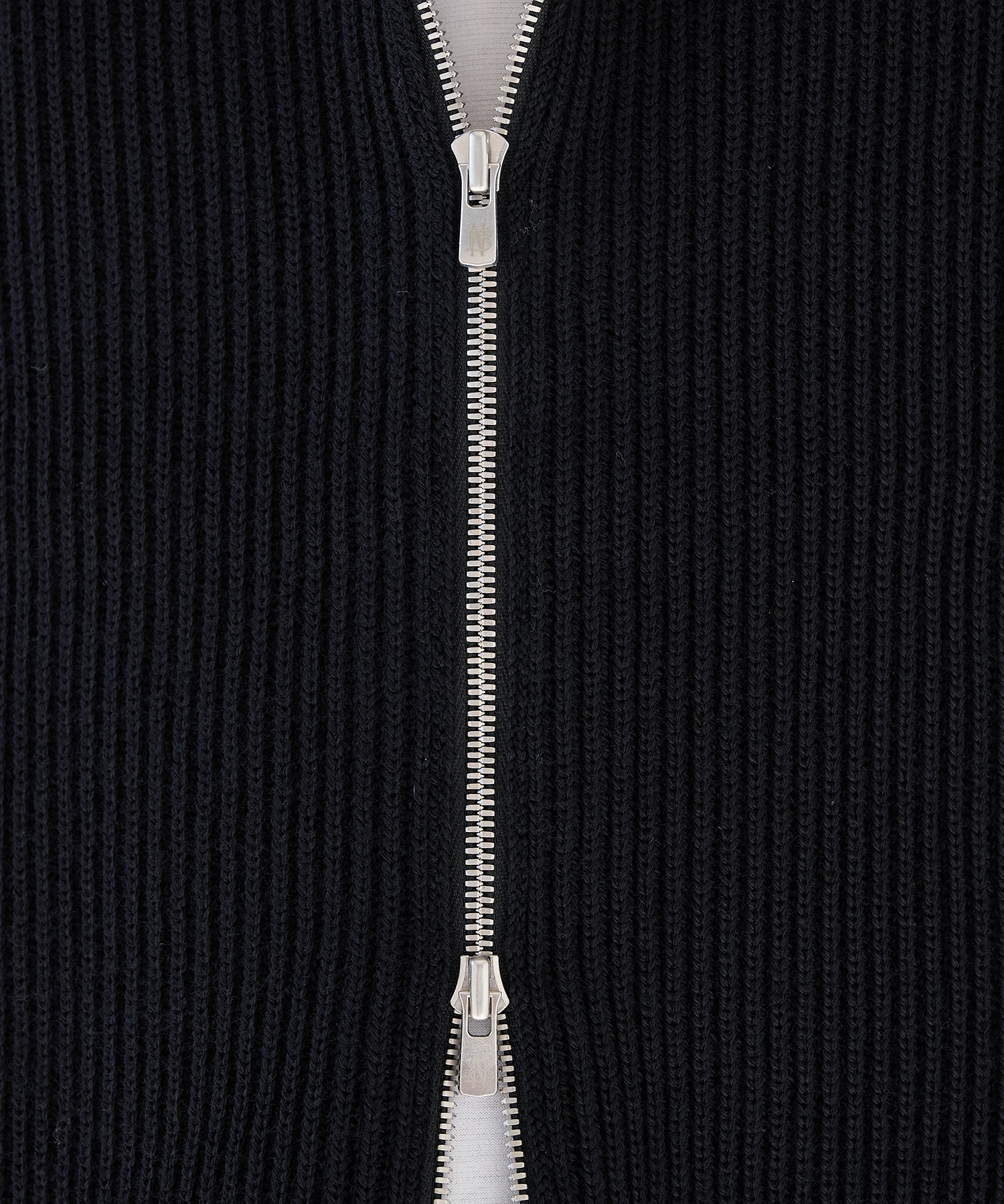 SOLID WOOL RIB POLO ZIP UP CARDIGAN BATONER