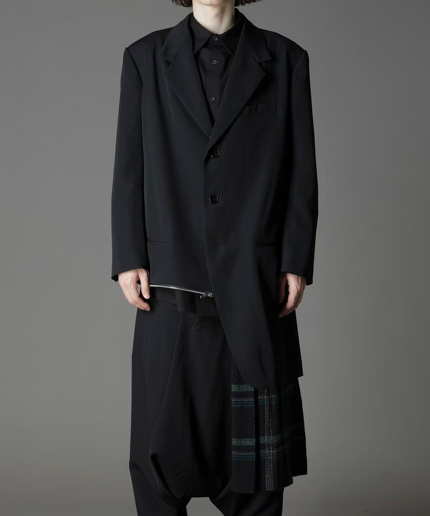 W/GABARDINE DOUBLE GAUZE RIGHT PLEATED JACKET GroundY