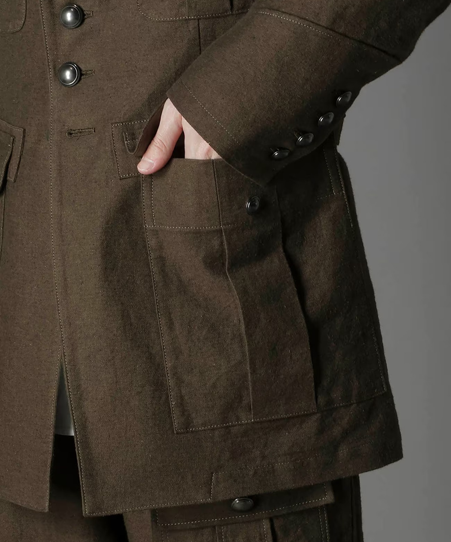 COTTON FLAX MOLESKIN BC BENTZ MILITARY JACKET GroundY