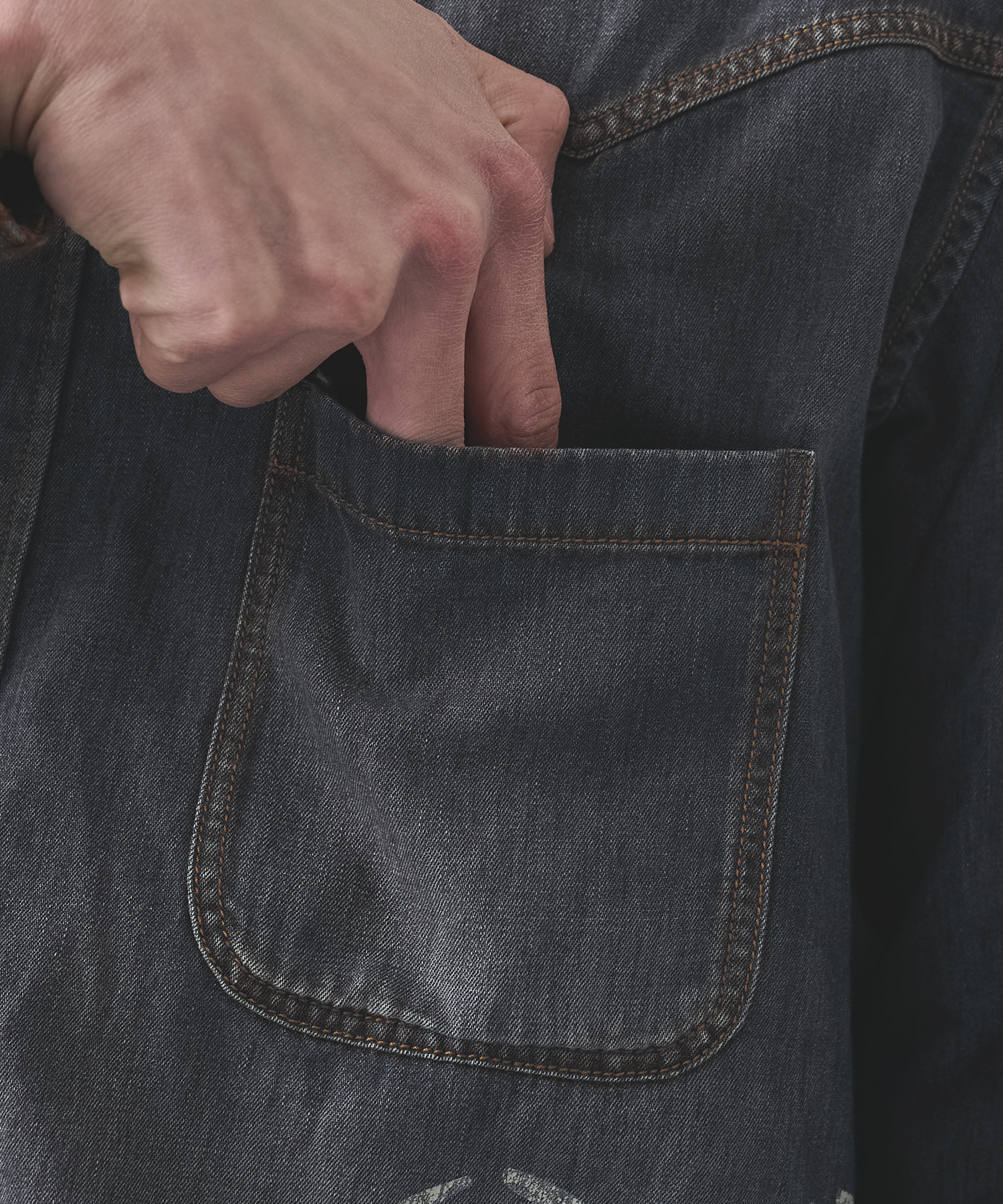 Hand-Embroidered Denim Shirt KHOKI