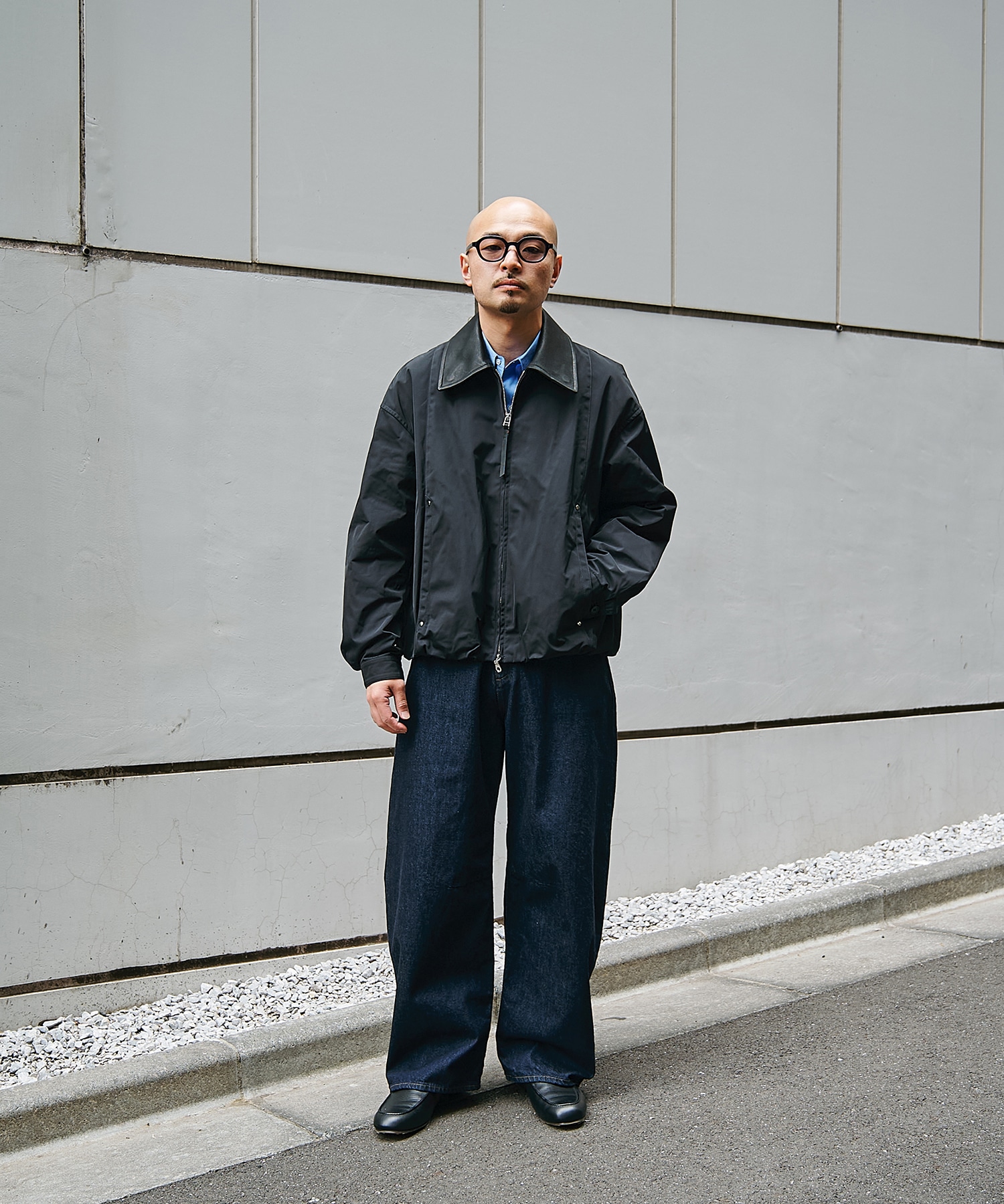 Leather collar Balloon Blouson STUDIOUS