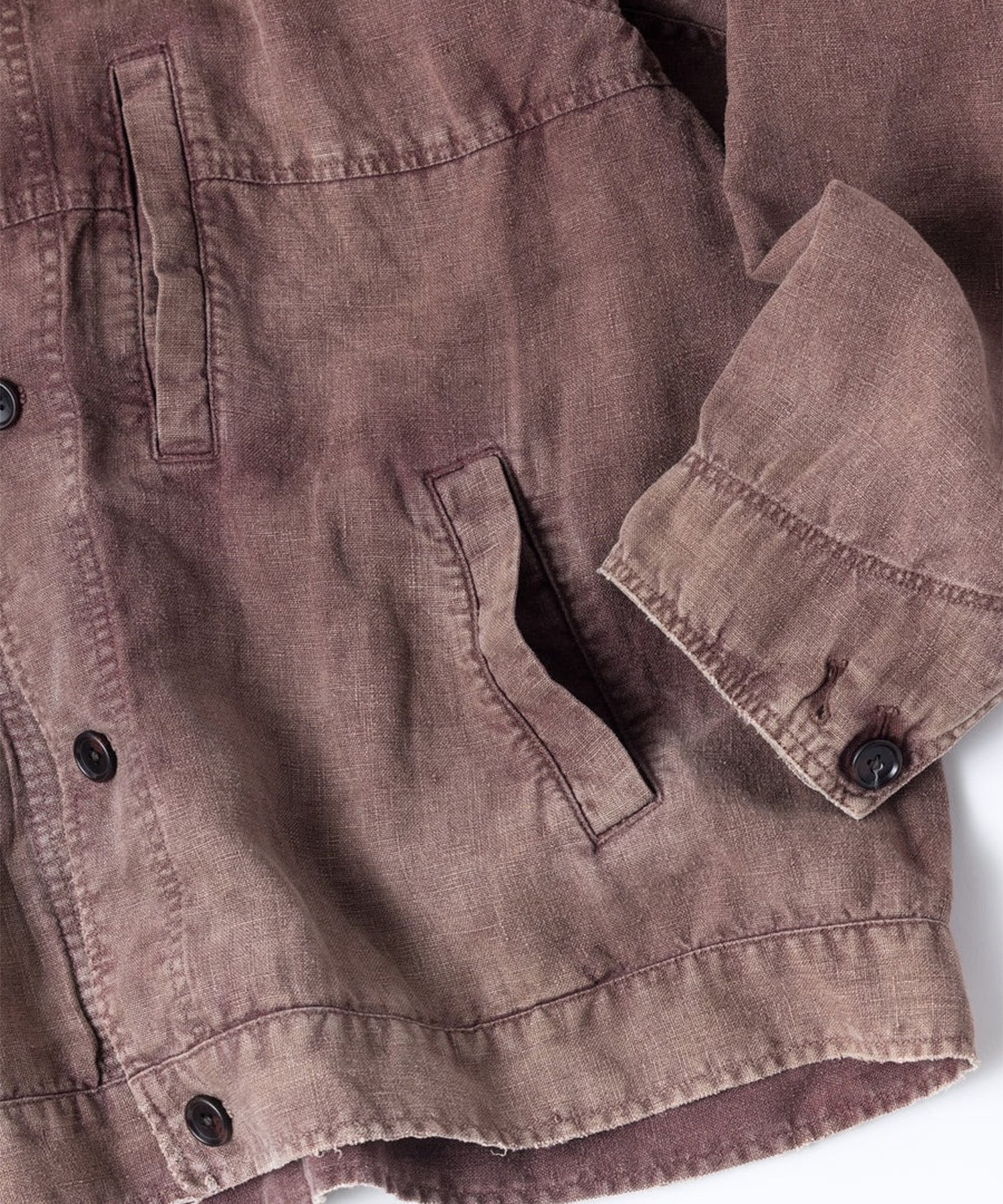 FADED SULFUR DYED LINEN UTILITY JACKET ANACHRONORM