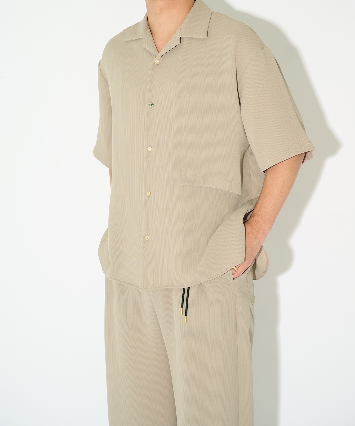 別注 Cord pique Asymmetrical Short Sleeve Shirt CULLNI