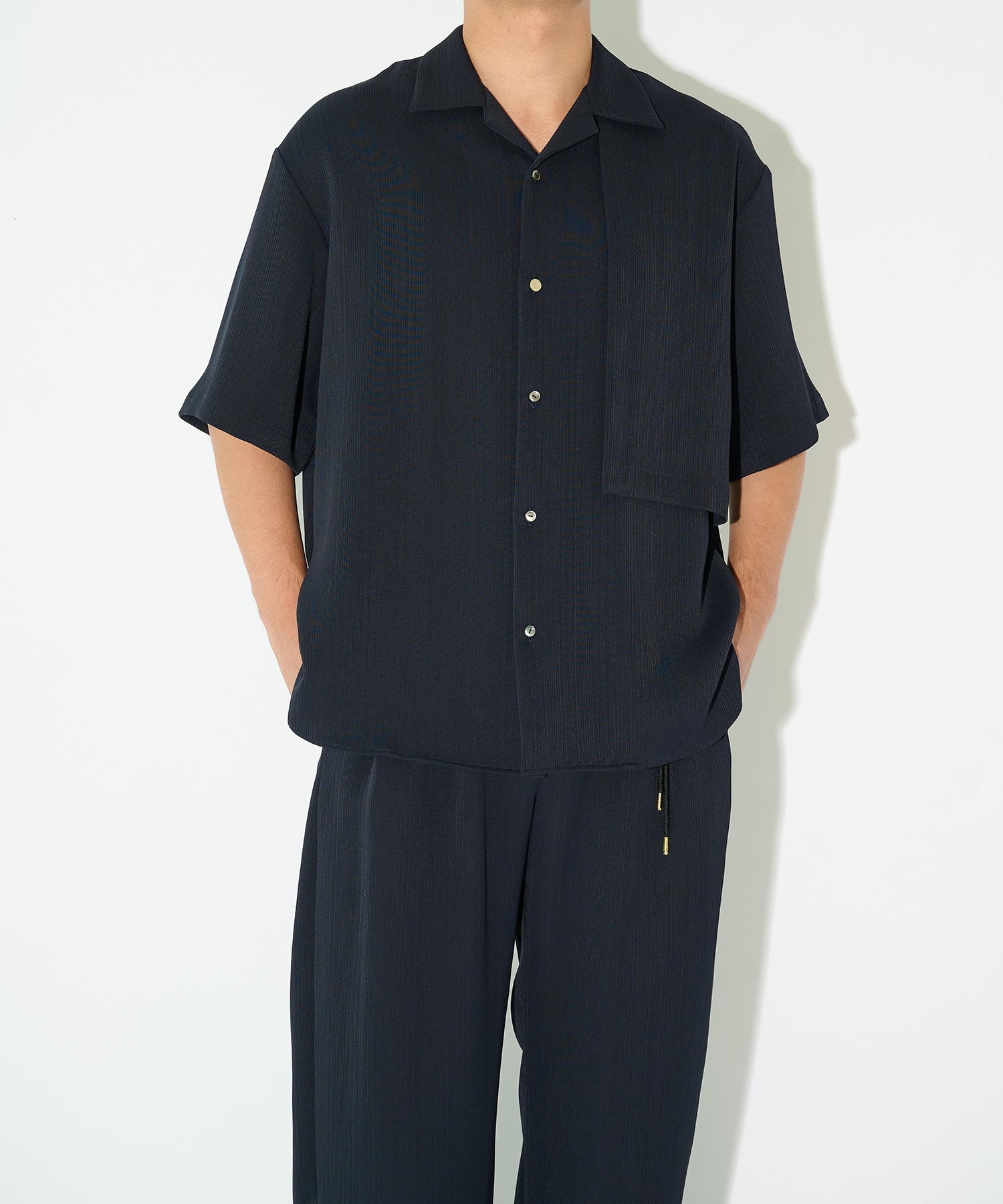 別注 Cord pique Asymmetrical Short Sleeve Shirt CULLNI