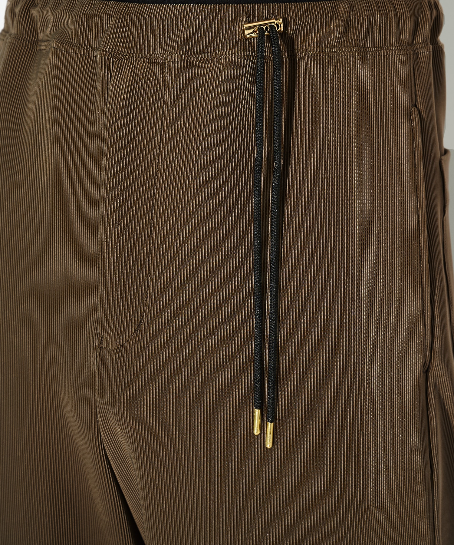 Stretch Fiber Cord Pique Drawstring Wide Pants CULLNI