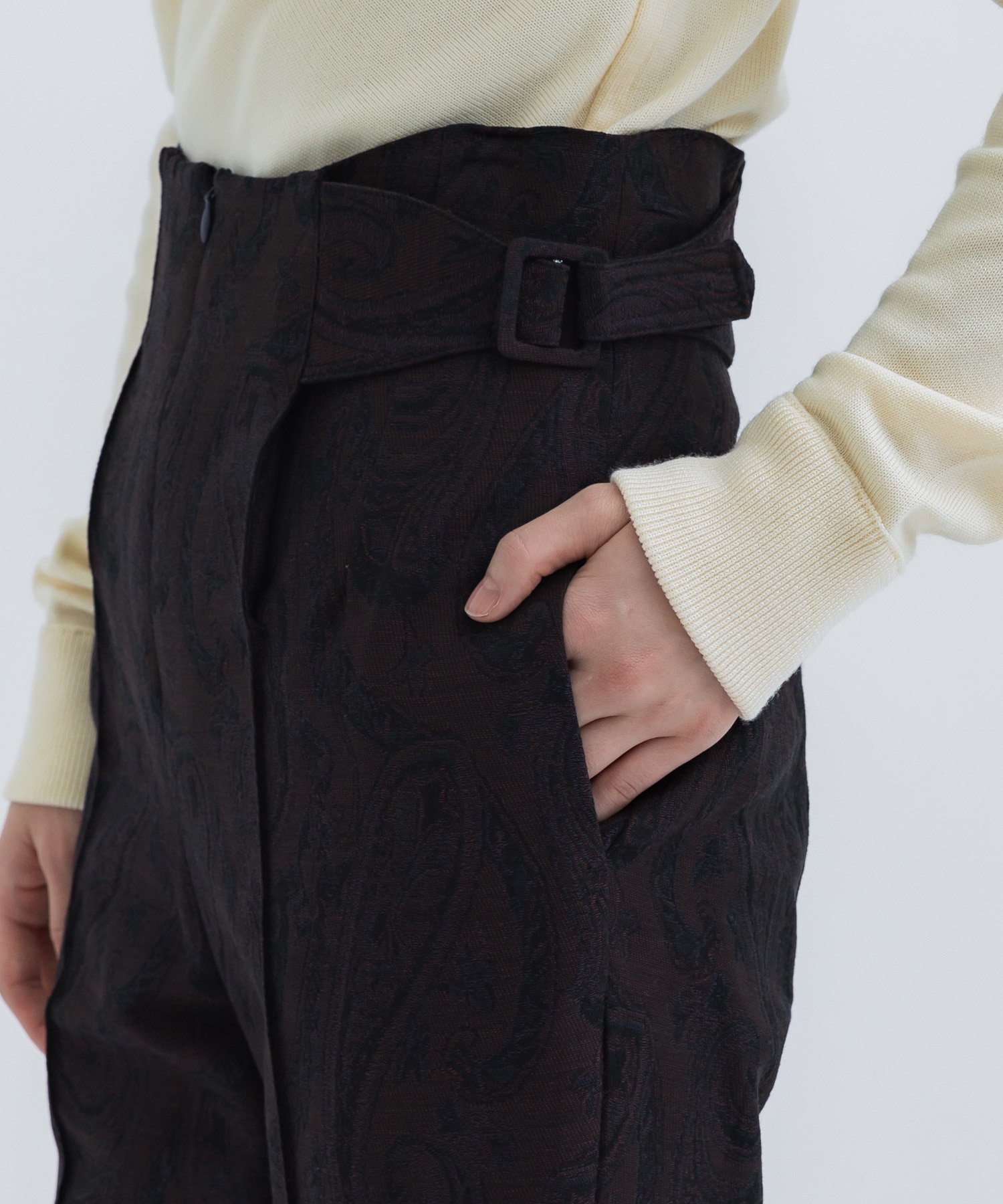 Pintucked trousers-jacqurd(FREE NAVY): AKIKOAOKI: WOMENS 