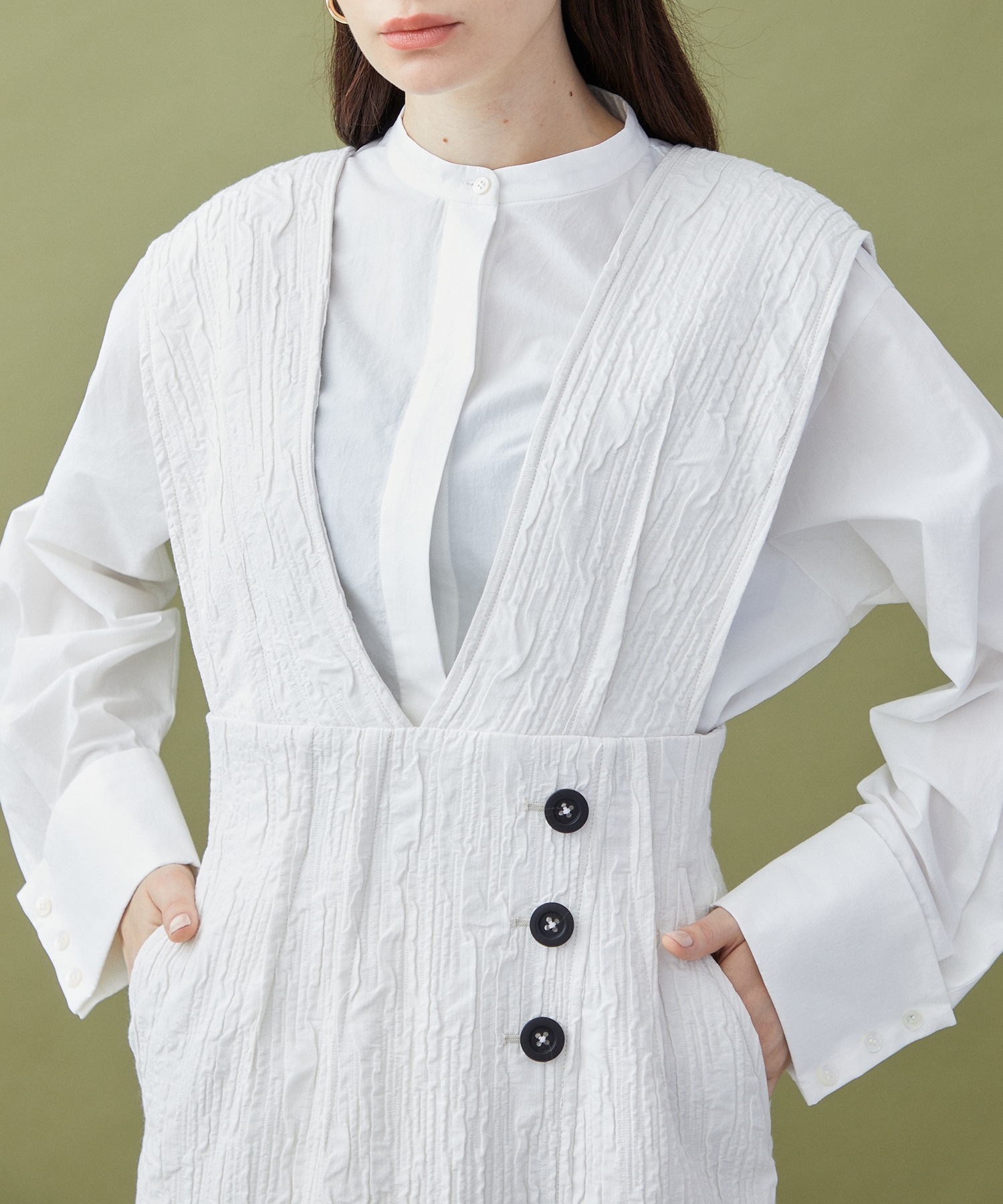 最終値下げ！【INella/イネラ】フクレジャガードジャンパースカート ロングワンピース 正規品/新品