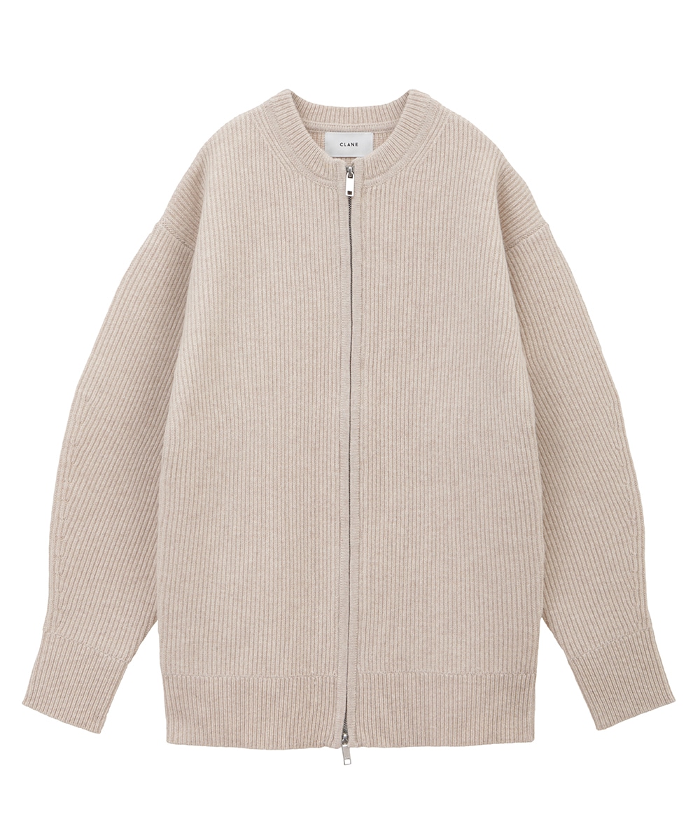 クラネ 22AW ZIP RIB KNIT TOPS ニットジャケット ブルゾンOSクラネCLANE1身幅