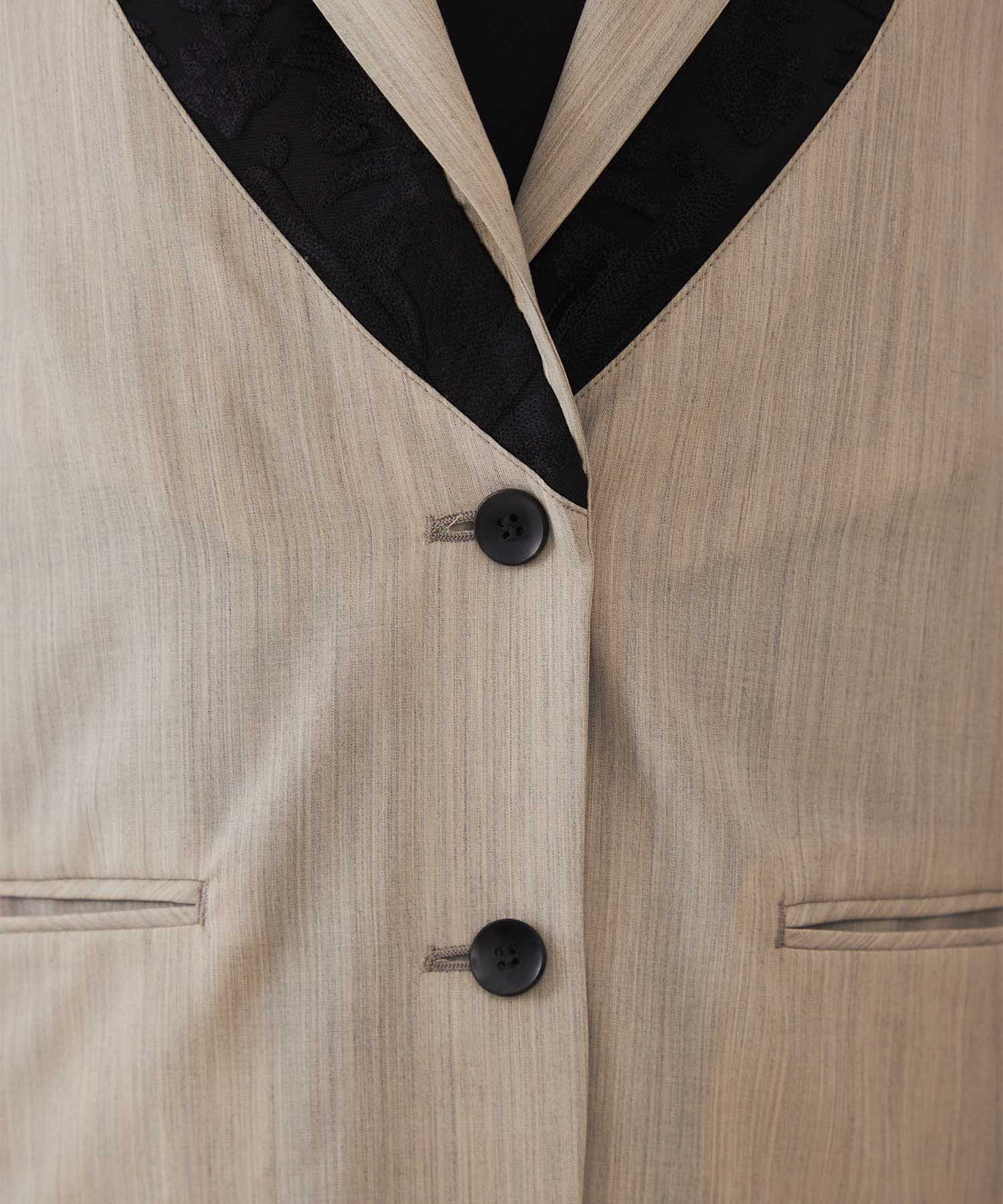 SUMMER WOOL LAYERED LAPEL JACKET CINOH