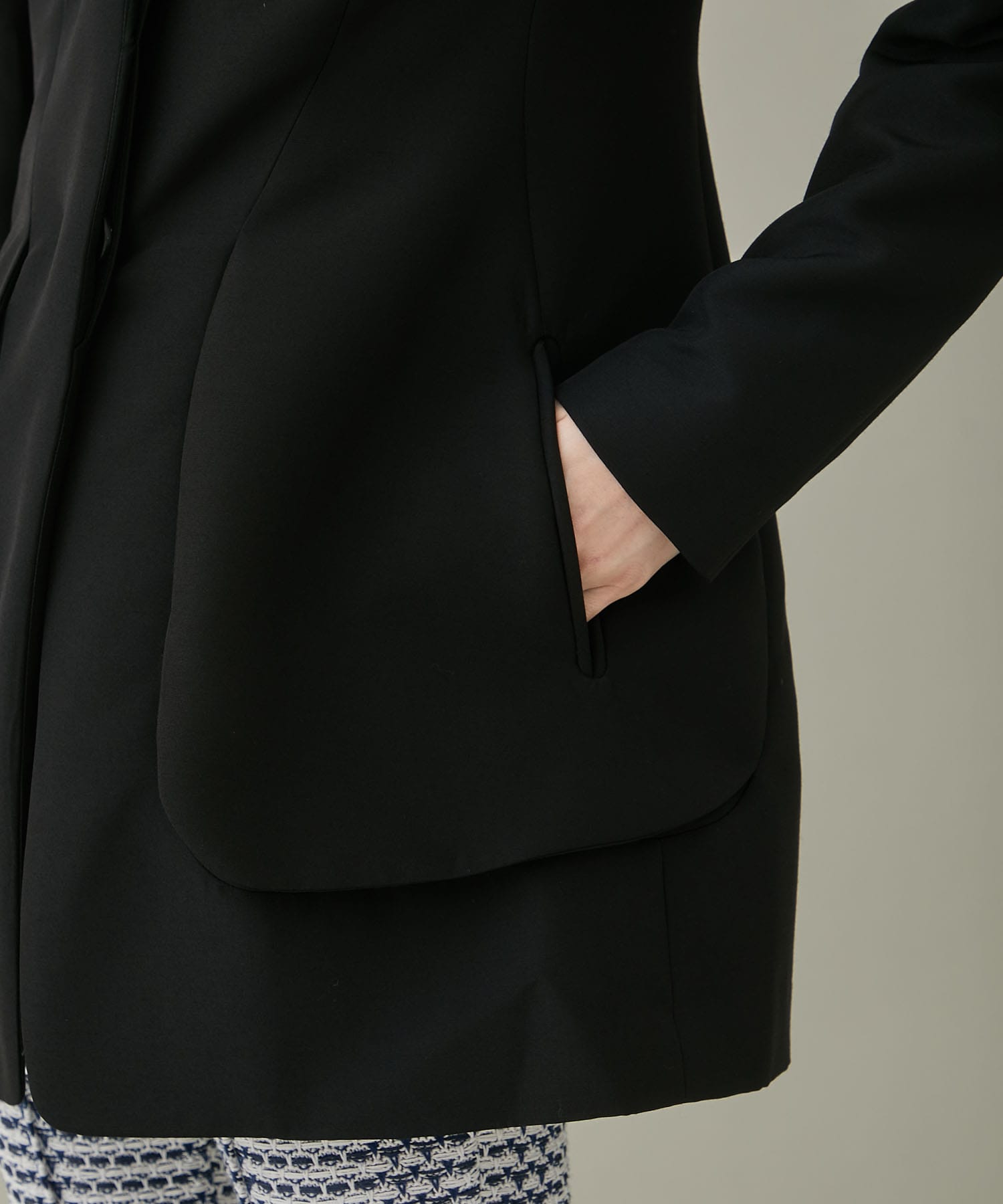 Silk Wool Double Stand Collar Jacket(1 BLACK): Mame Kurogouchi