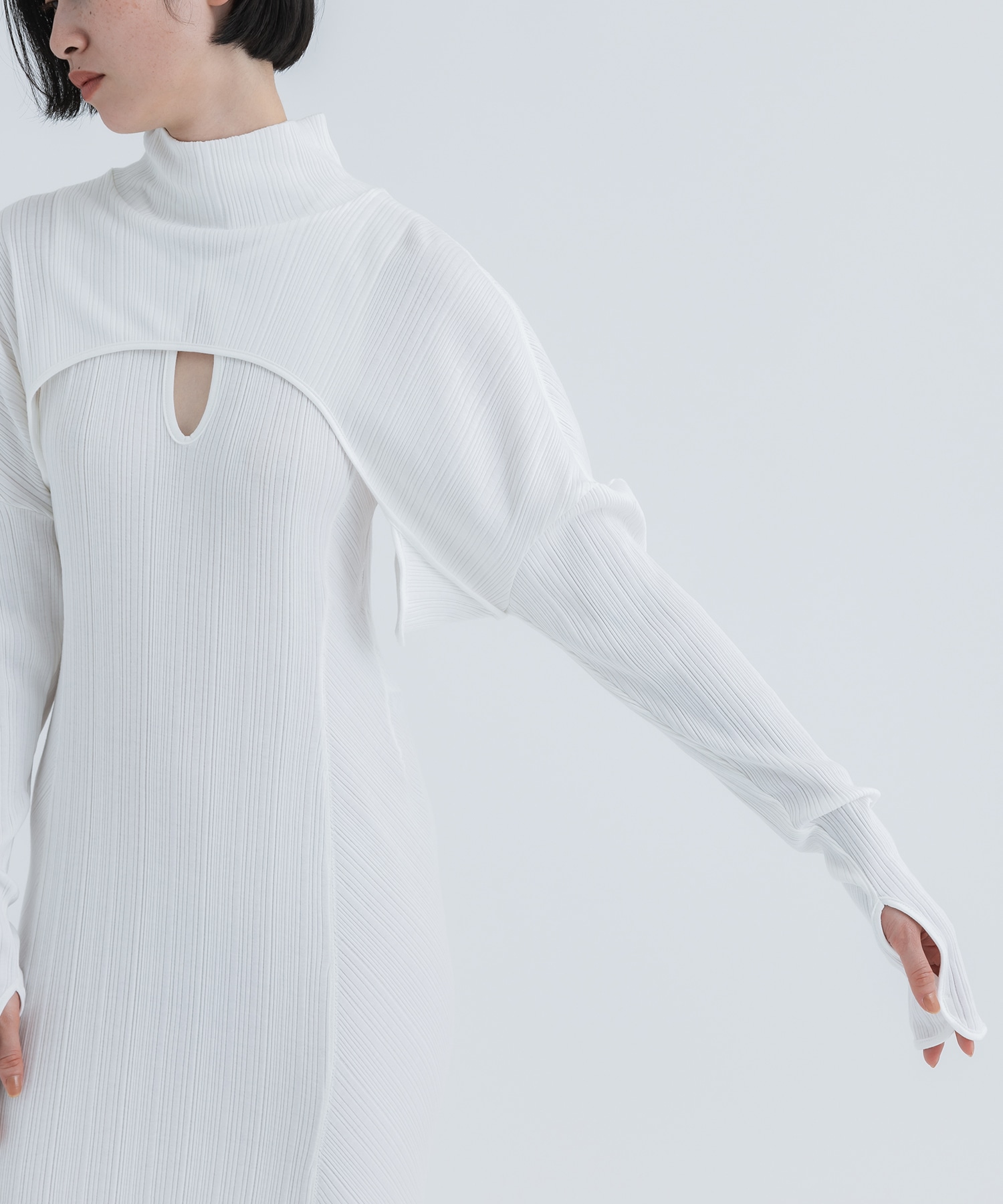 Random Ribbed Organic Cotton 2 way Dress(1 WHITE): Mame Kurogouchi