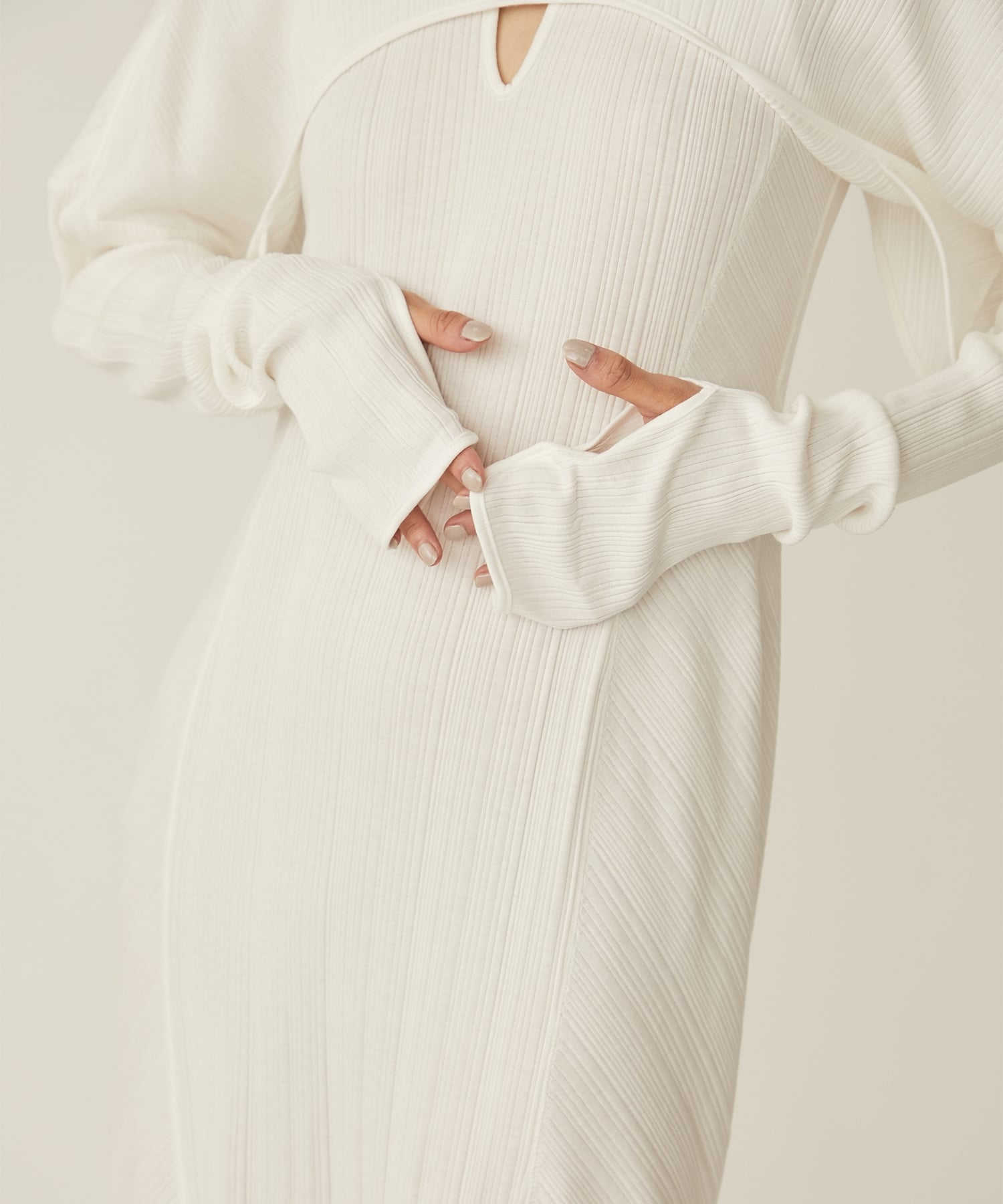 Random Ribbed Organic Cotton 2 way Dress(1 WHITE): Mame Kurogouchi