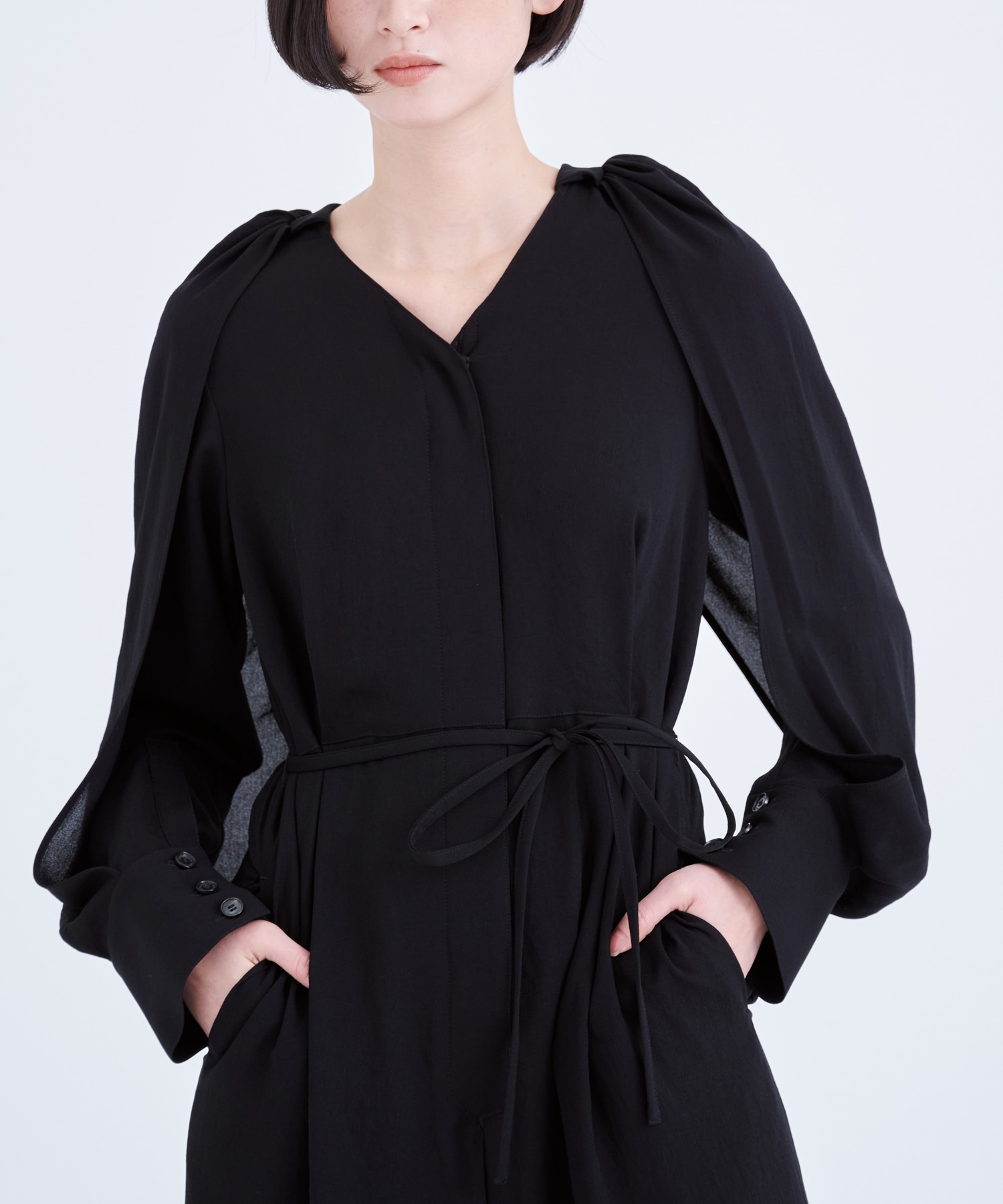 Beata wrap sleeve jumpsuit BK(1 BLACK): AKIRANAKA: WOMENS