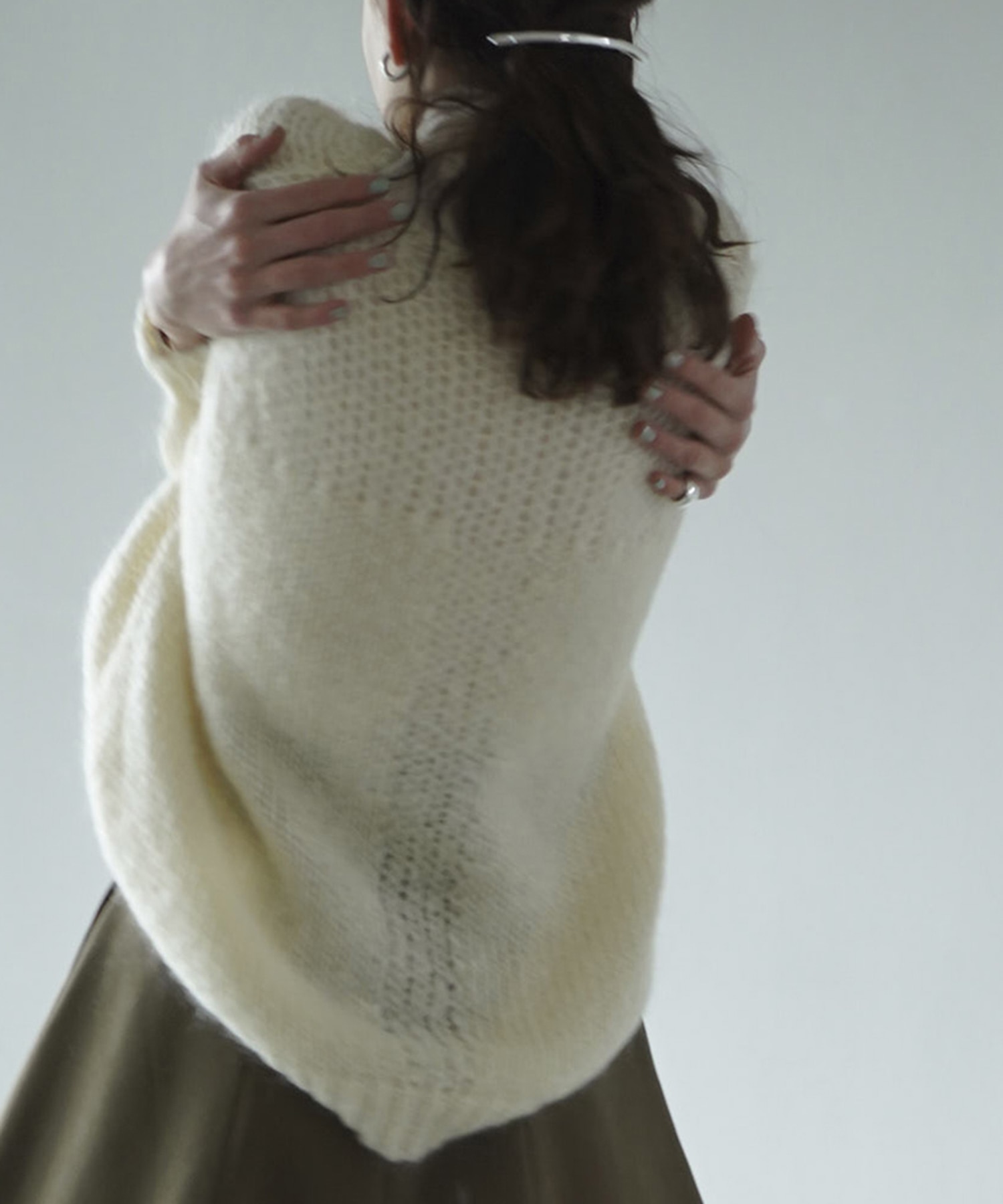 HALF SHEER LOOSE MOHAIR KNIT TOPS(1 IVORY): CLANE: WOMENS