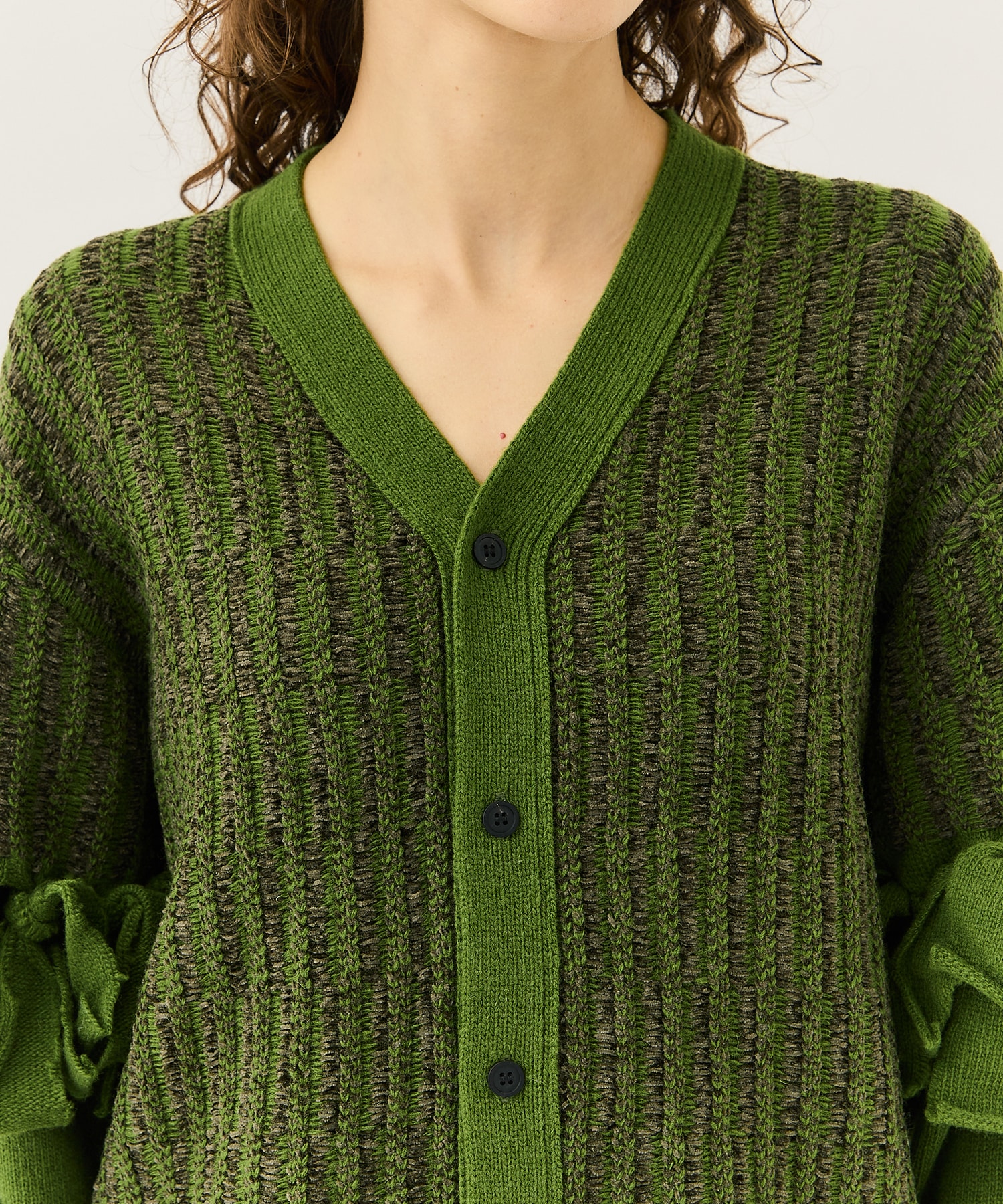 Fringe knit cardigan(S GREEN): TOGA PULLA: WOMENS｜ STUDIOUS
