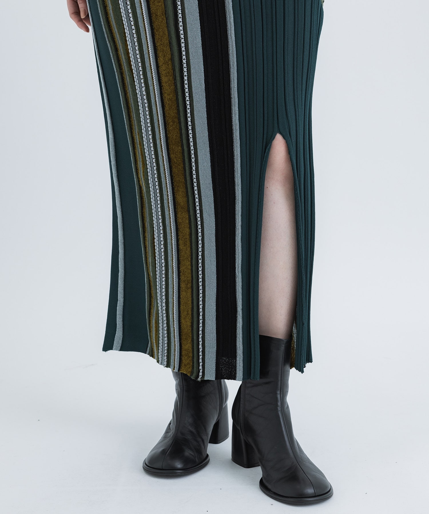 Stripe Jacquard Knitted Skirt Mame Kurogouchi