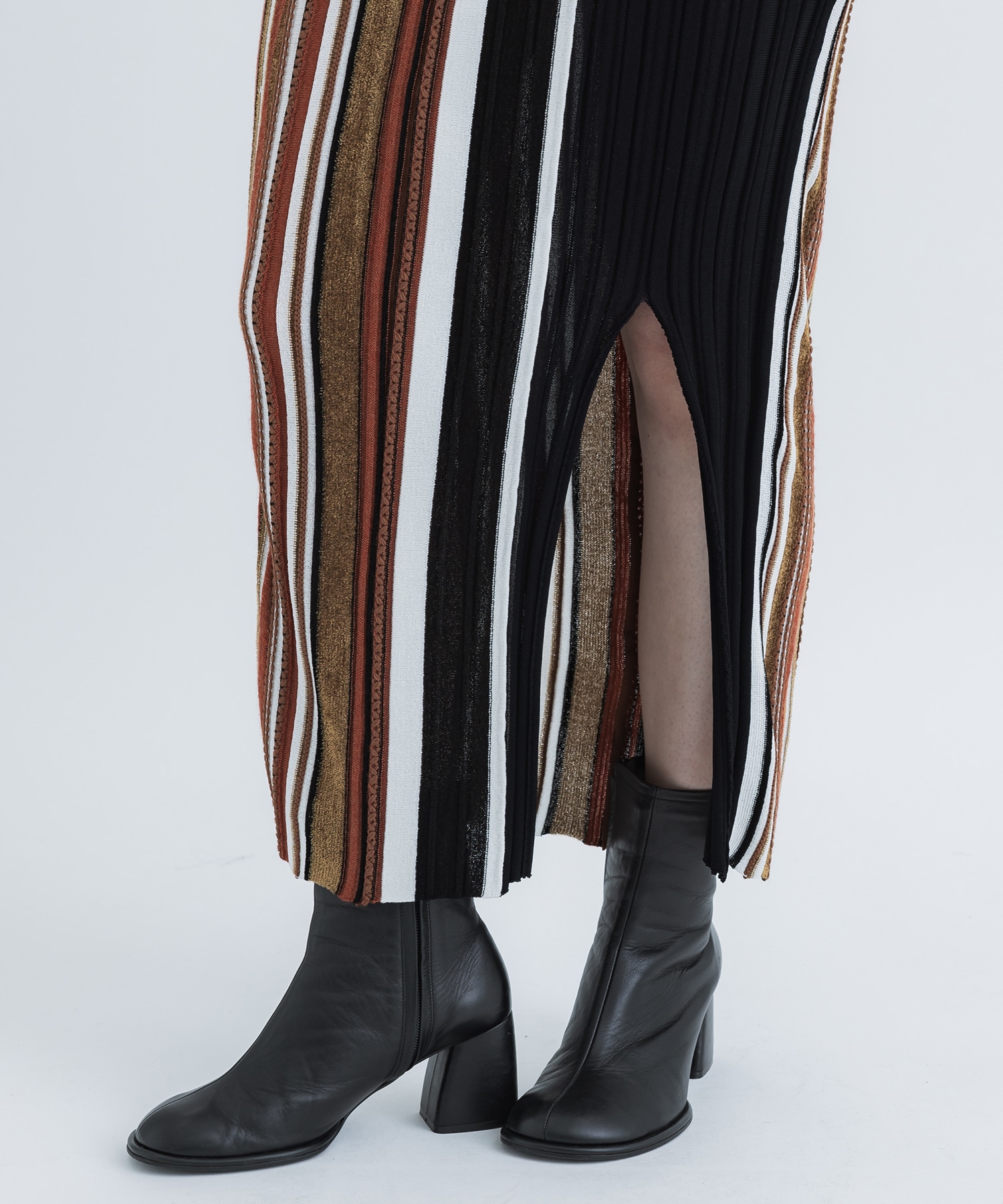 Stripe Jacquard Knitted Skirt Mame Kurogouchi