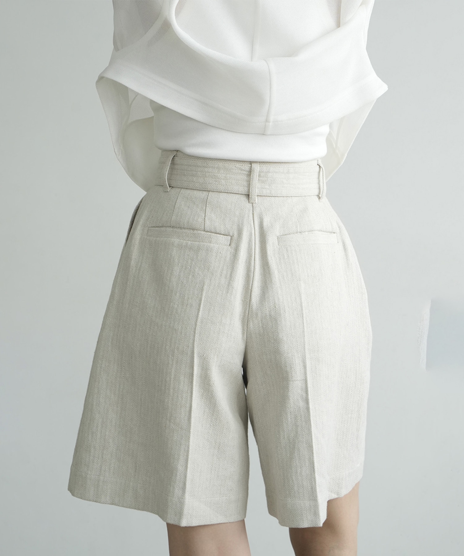 STITCH BELT HALF PANTS CLANE