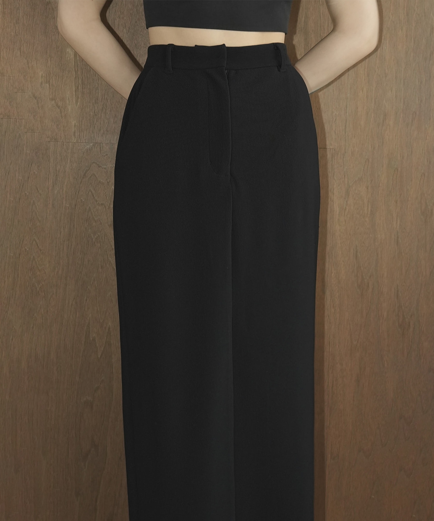 RIB STRIPE STRAIGHT SKIRT CLANE