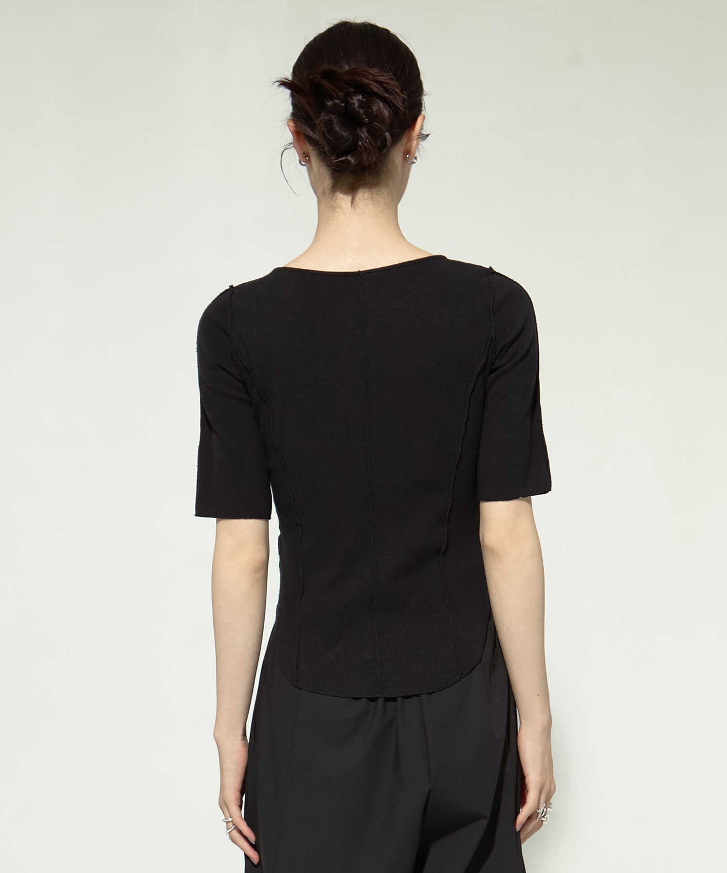 Half Sleeve Zip Up Rib Top STUDIOUS