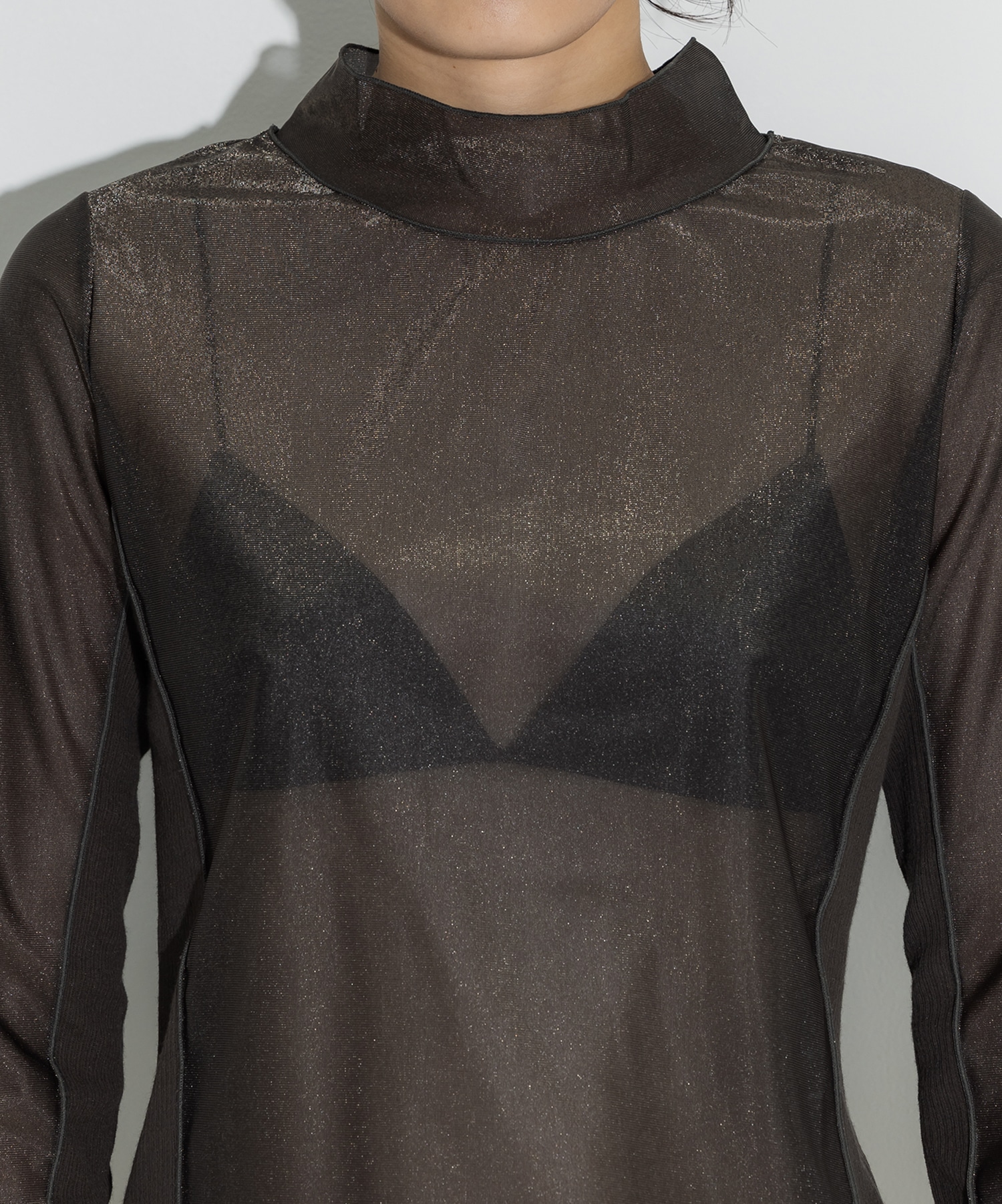 Rib Paneled Sheer Top STUDIOUS