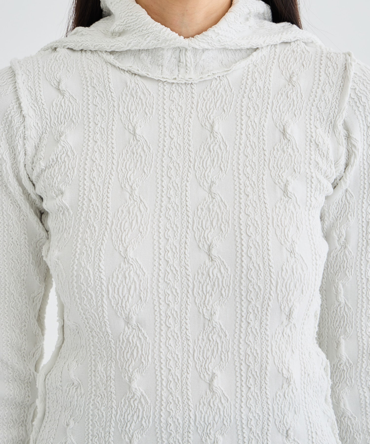 SHRUNK-KNIT LONG-SLEEVE TOP SAILOR HIGH-NECK kotohayokozawa