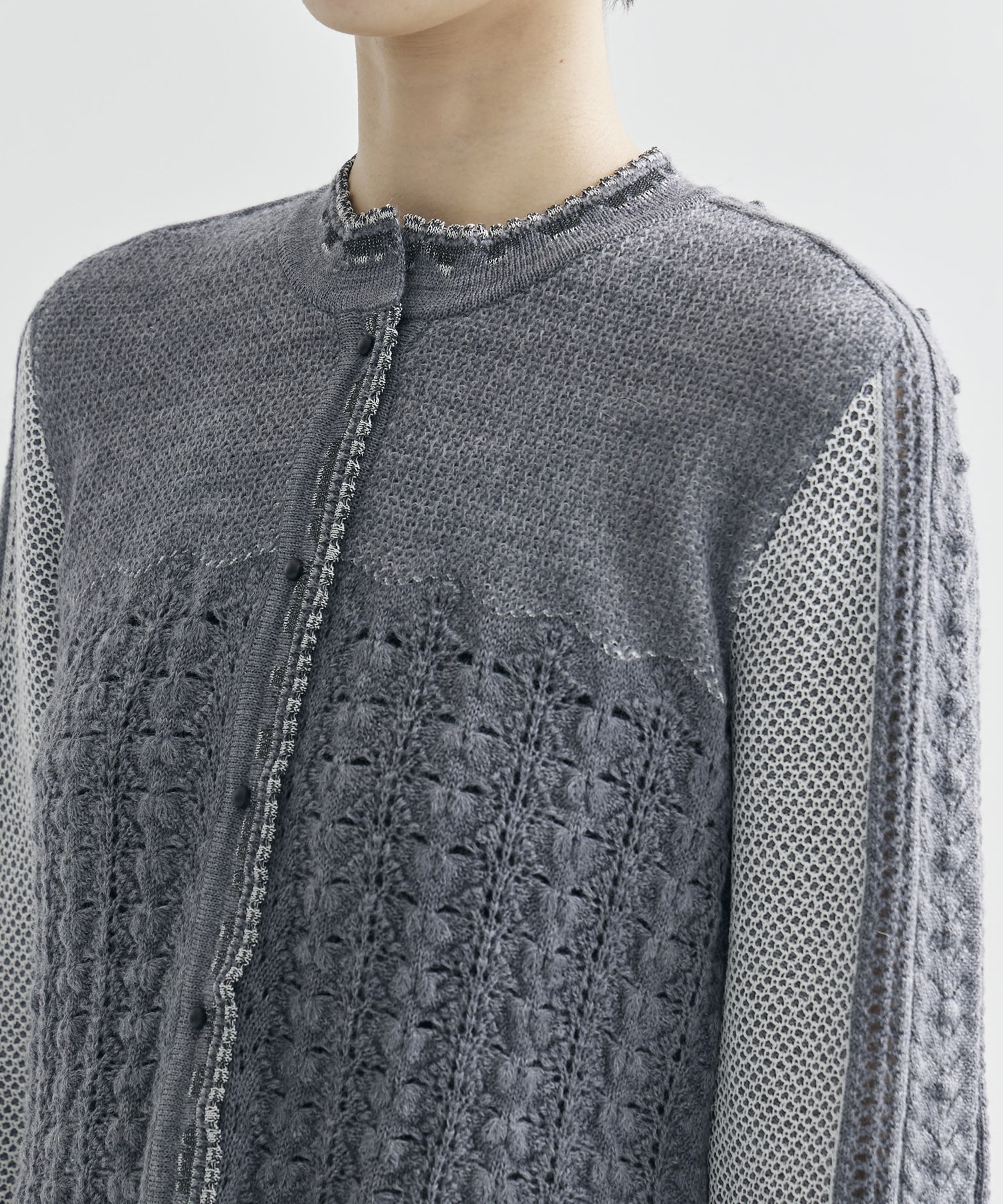 Openwork Pattern Knitted Cardigan Mame Kurogouchi