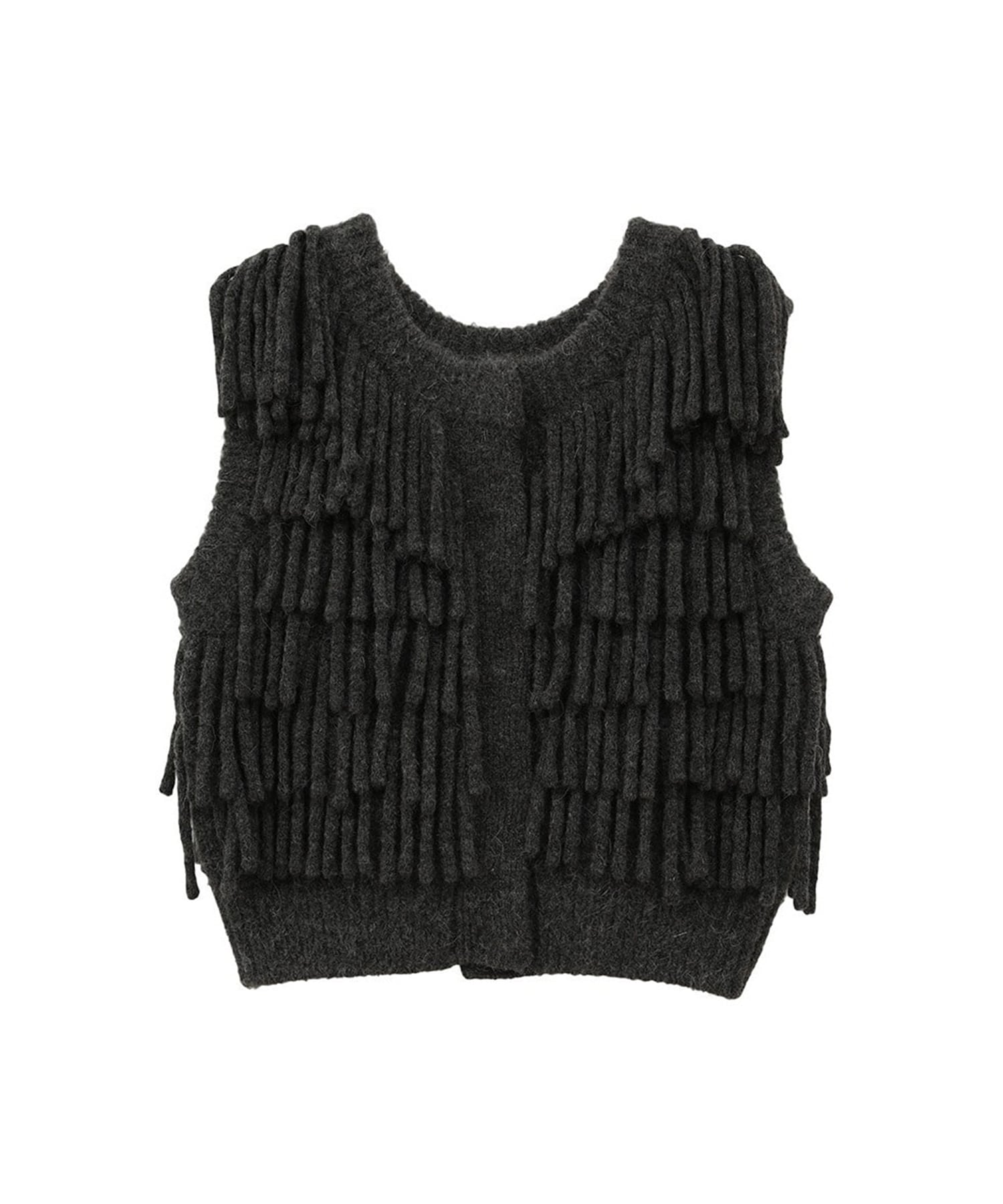 W FACE FRINGE KNIT VEST CLANE