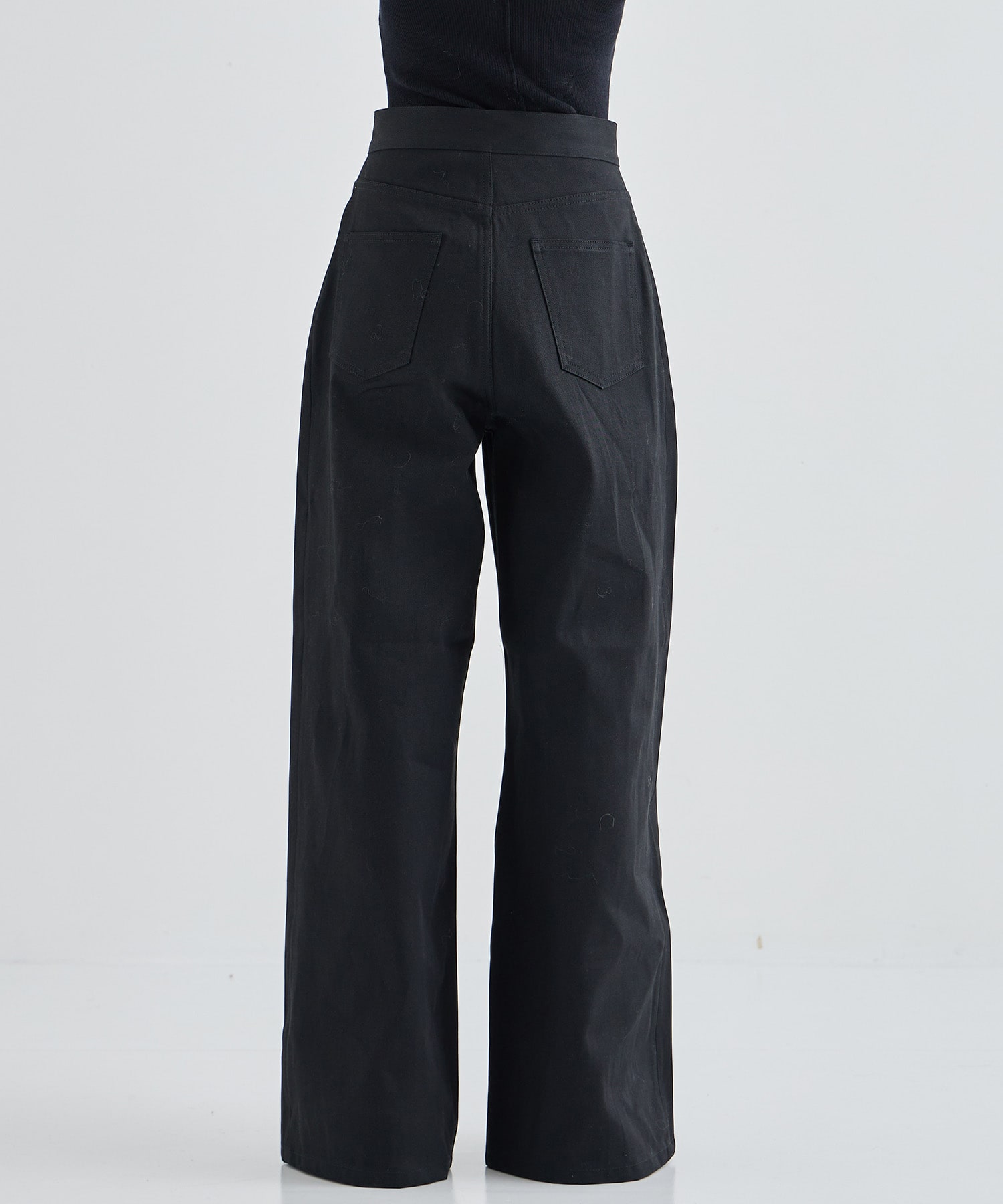 RIGID DENIM WIDE PANTS (SHORT LENGTH)(XS BLACK×BLACK): JOHN LAWRENCE  SULLIVAN: WOMENS｜ STUDIOUS ONLINE公式通販サイト