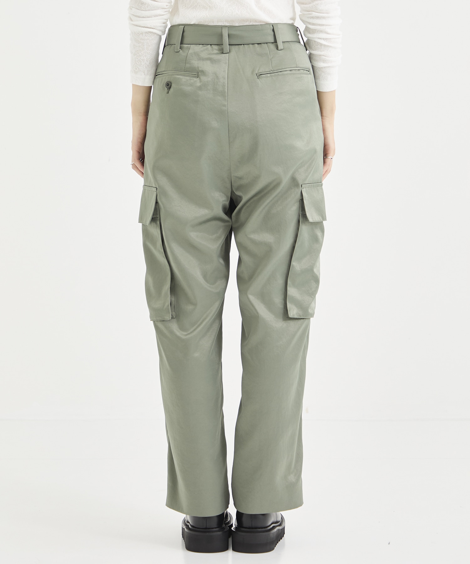 Satin belted cargo pants 08sircus